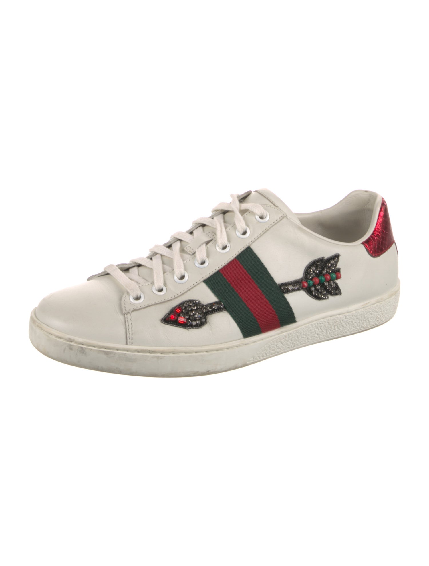 Gucci Web Accent Leather Sneakers