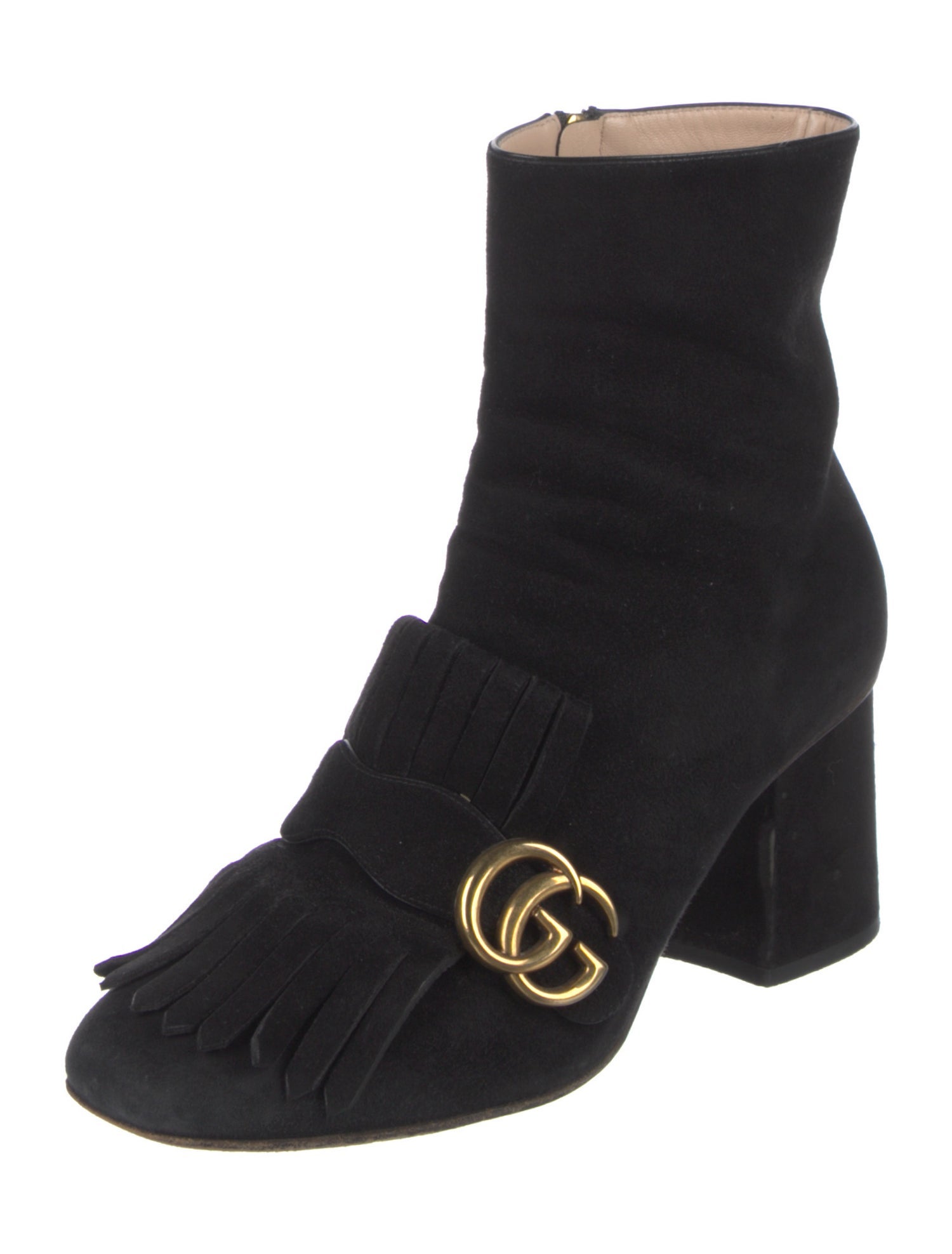 Gucci Suede Fringe Trim Accent Boots
