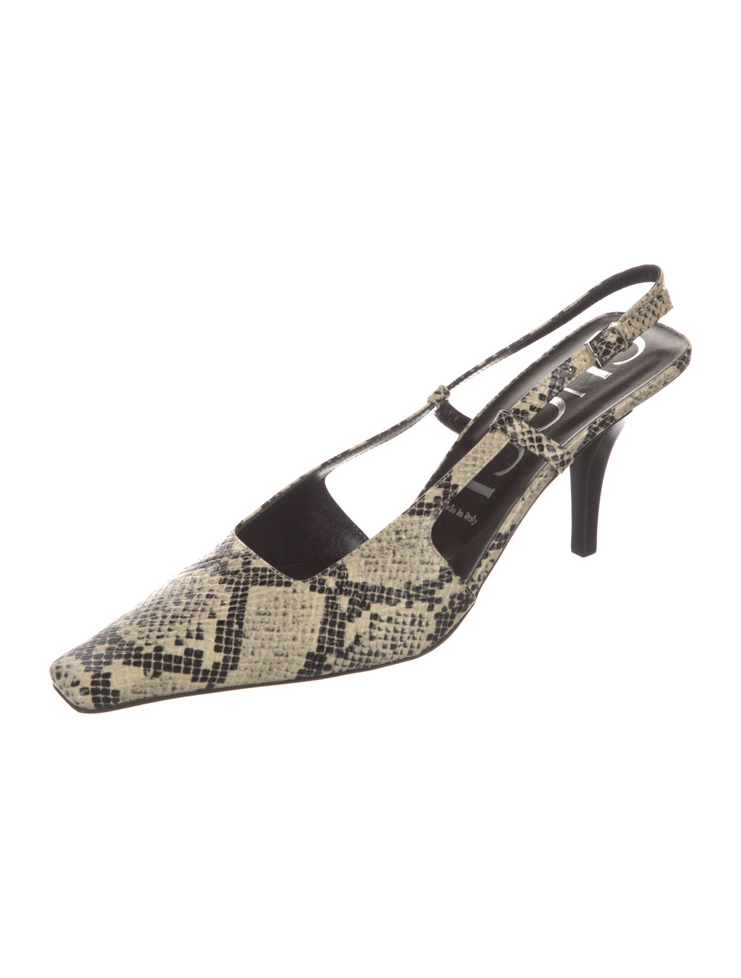 Gucci Embossed Leather Printed Slingback Pumps
