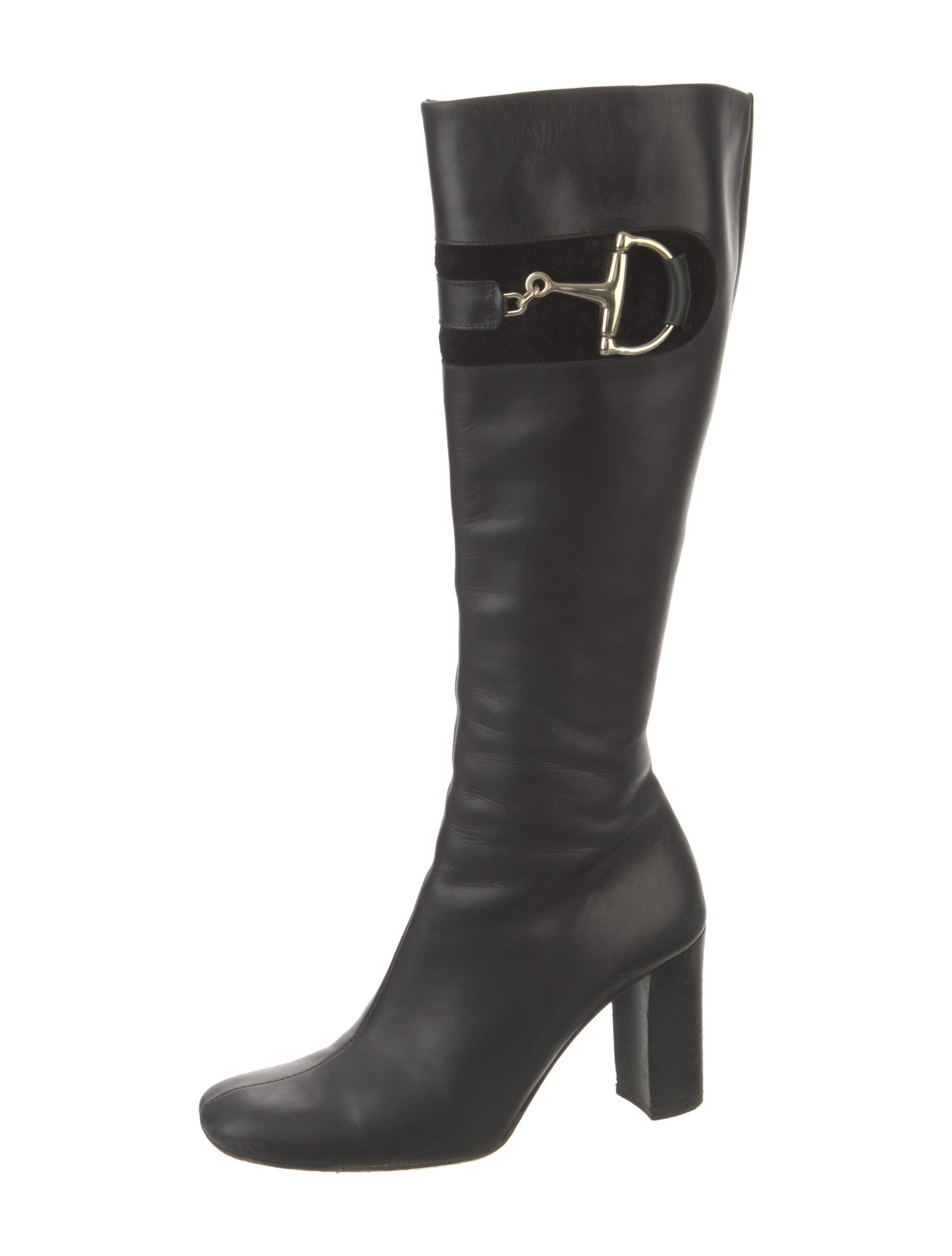 Gucci Hasler Horsebit Accent Leather Riding Boots