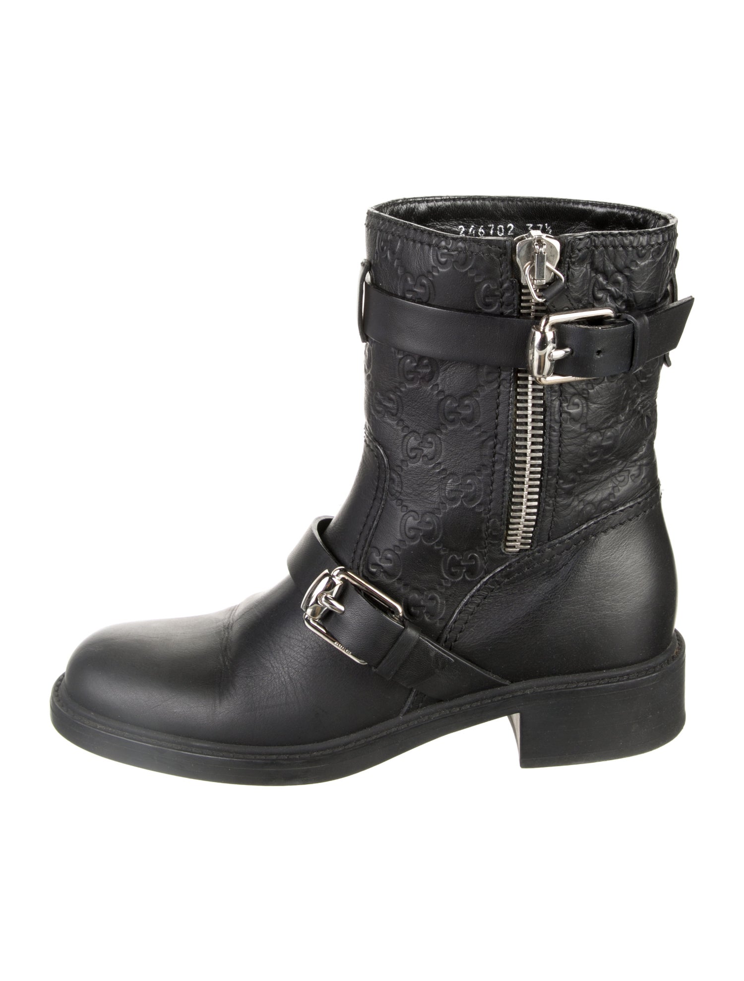 Gucci GG Signature Leather Moto Boots
