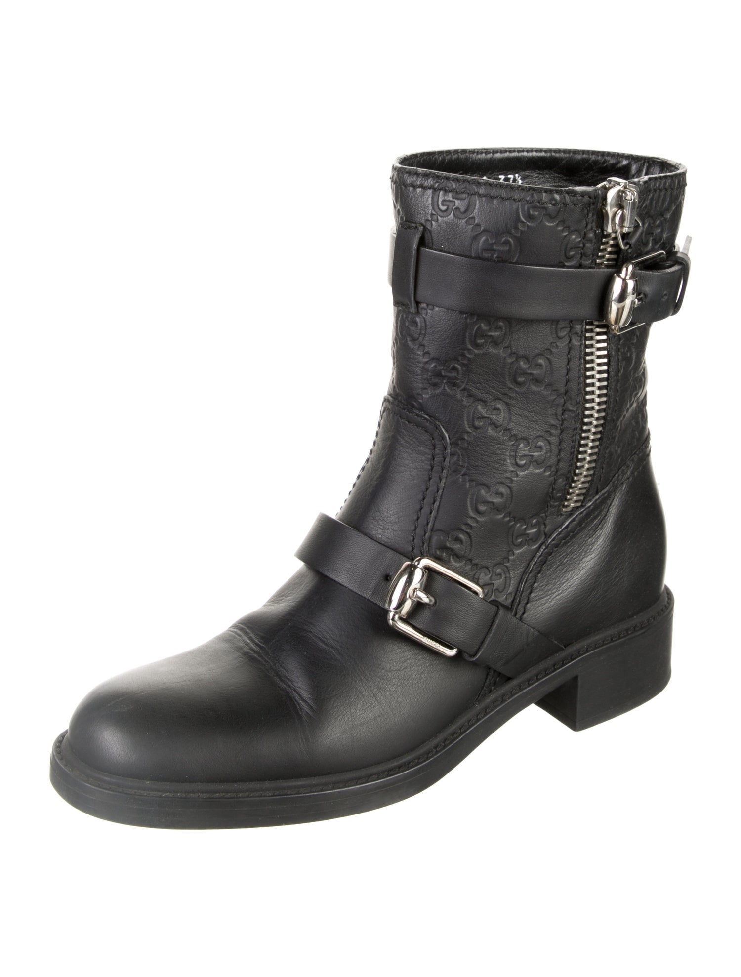 Gucci GG Signature Leather Moto Boots