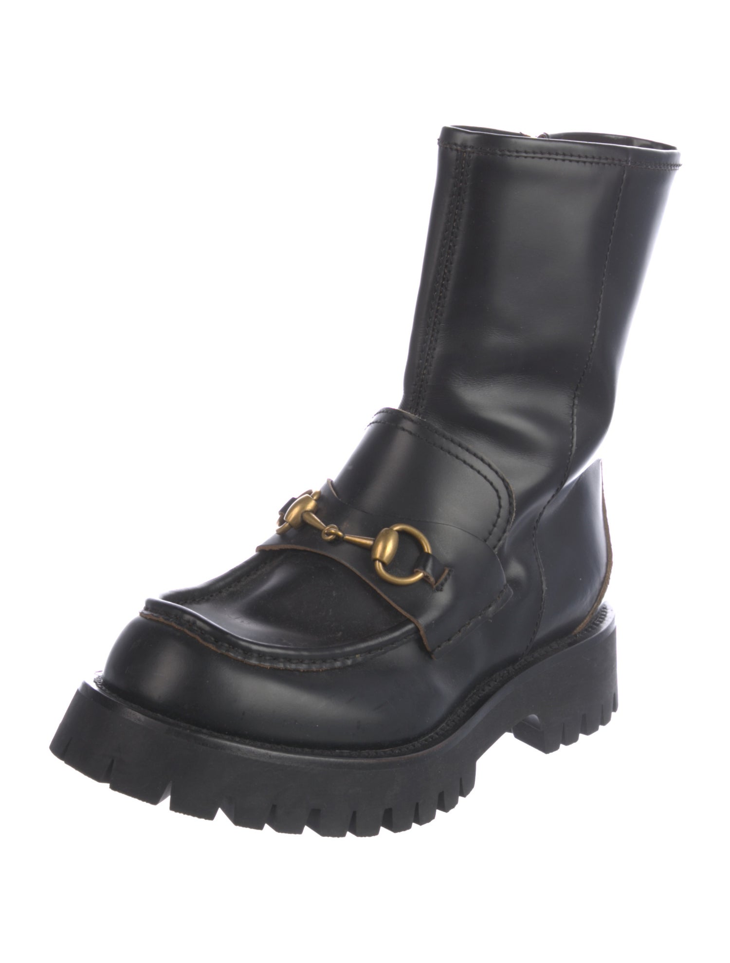 Gucci Horsebit Accent Leather Combat Boots