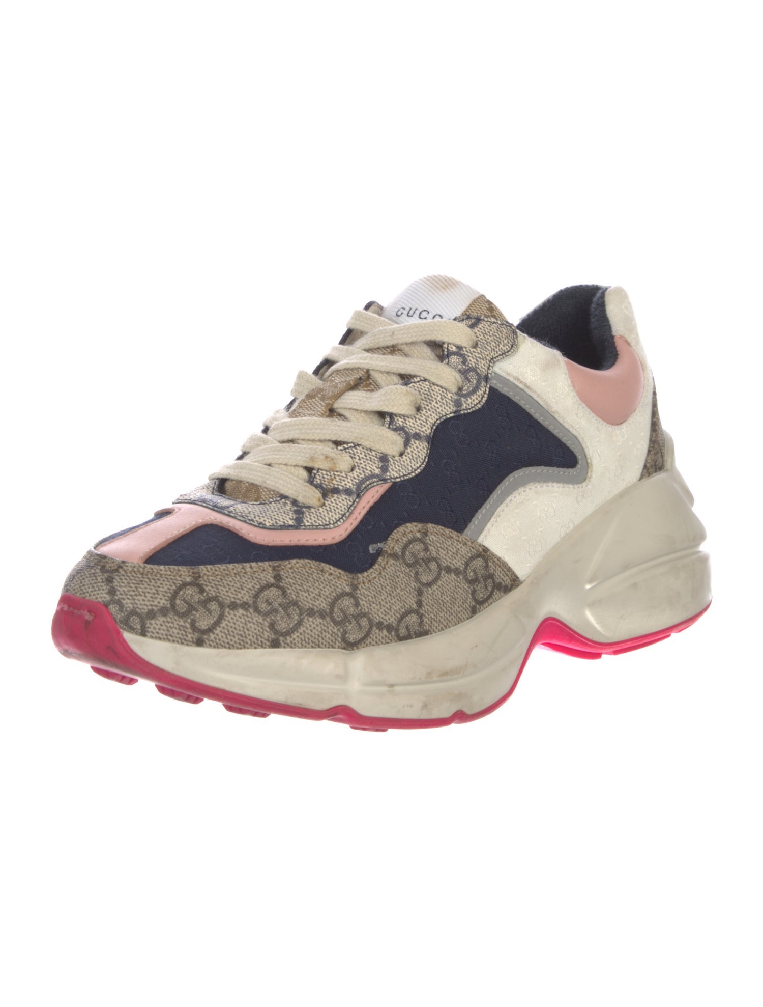 Gucci GG Supreme Leather Trim Embellishment Chunky Sneakers