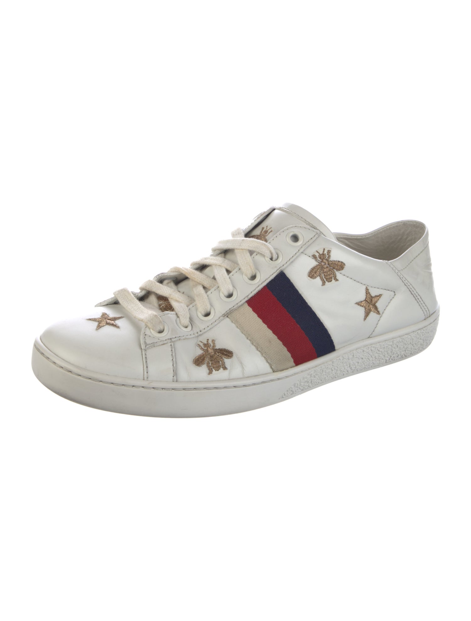Gucci Web Accent Leather Sneakers