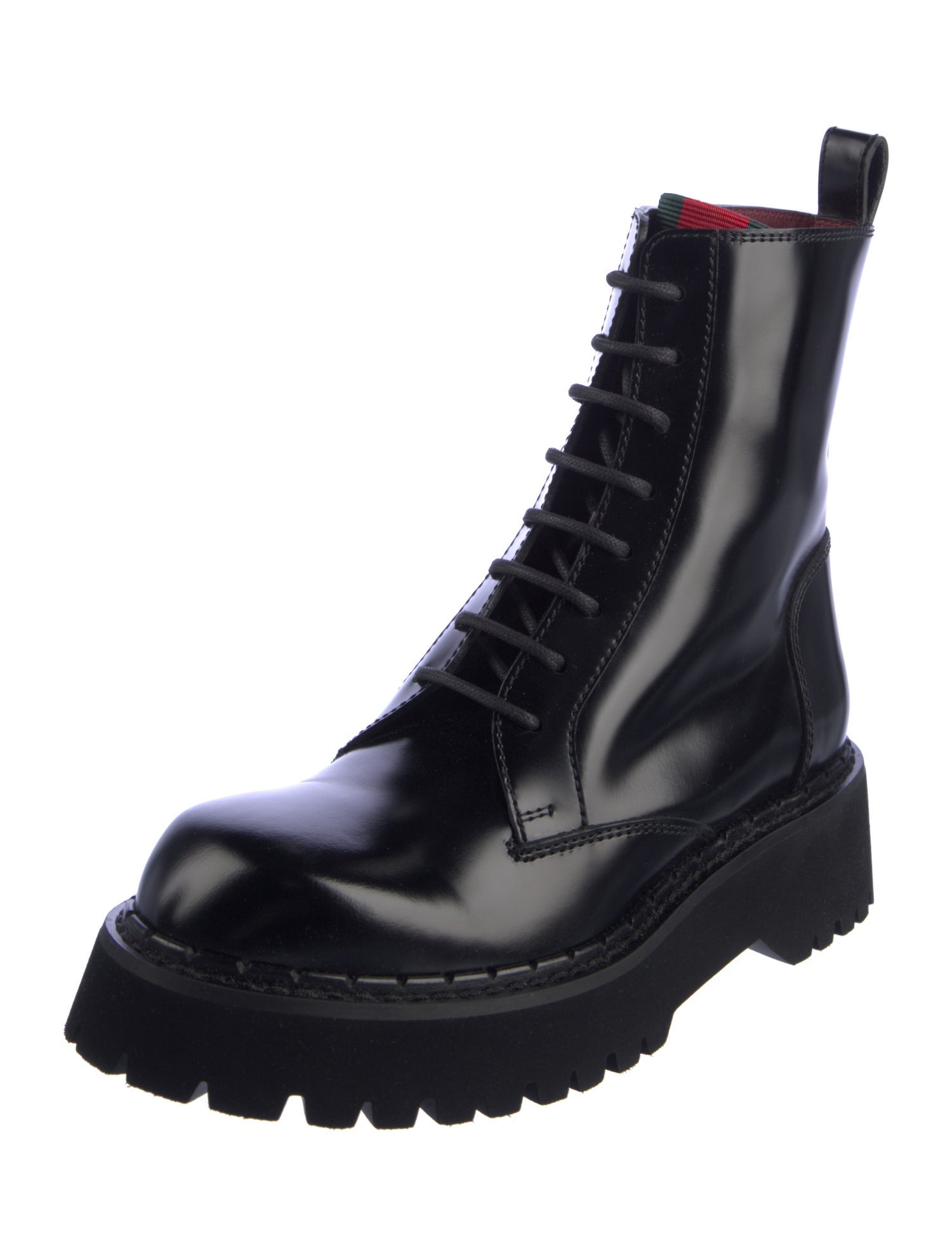 Gucci Interlocking G Logo Leather Combat Boots