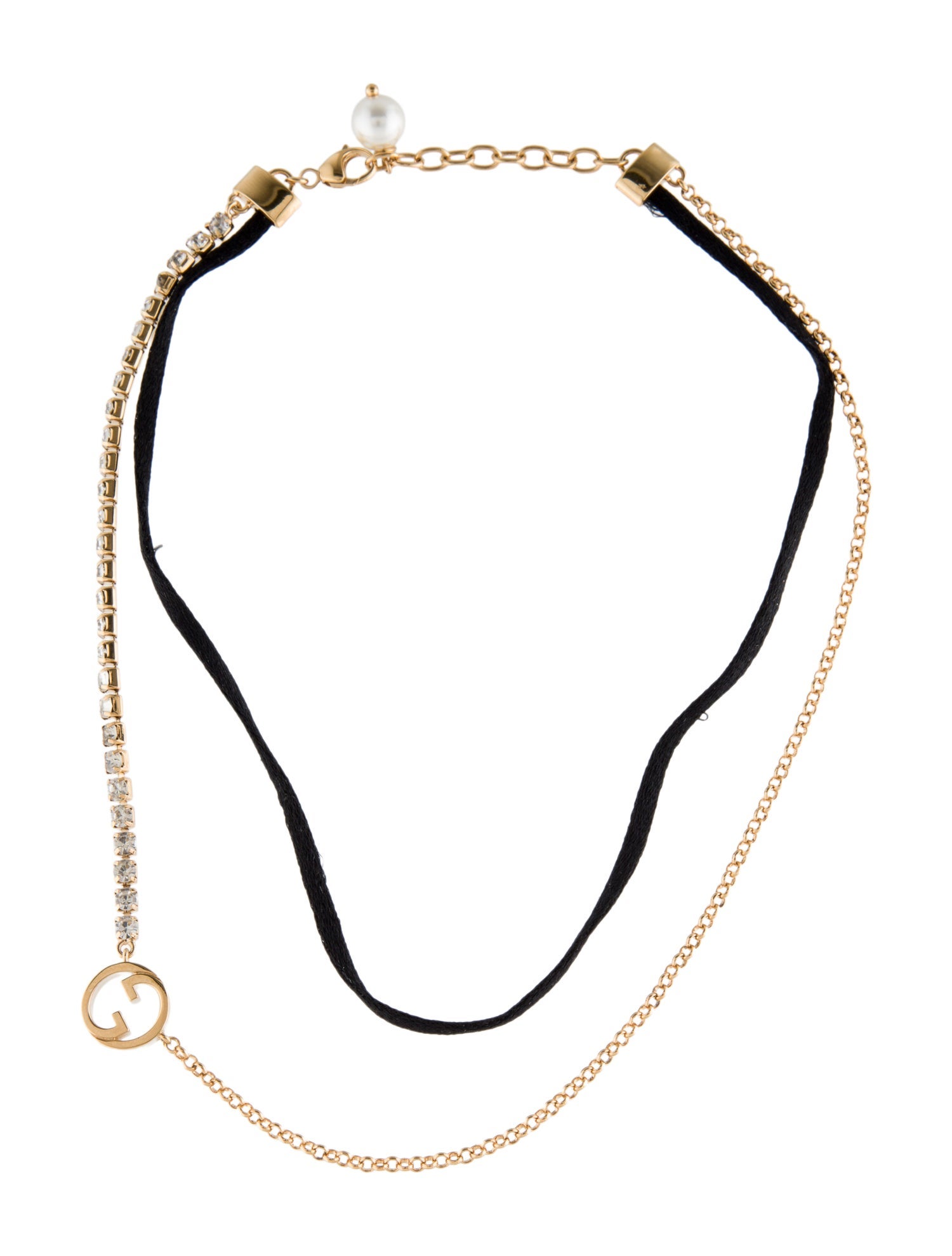 Gucci Crystal & Faux Pearl Double Strand Choker
