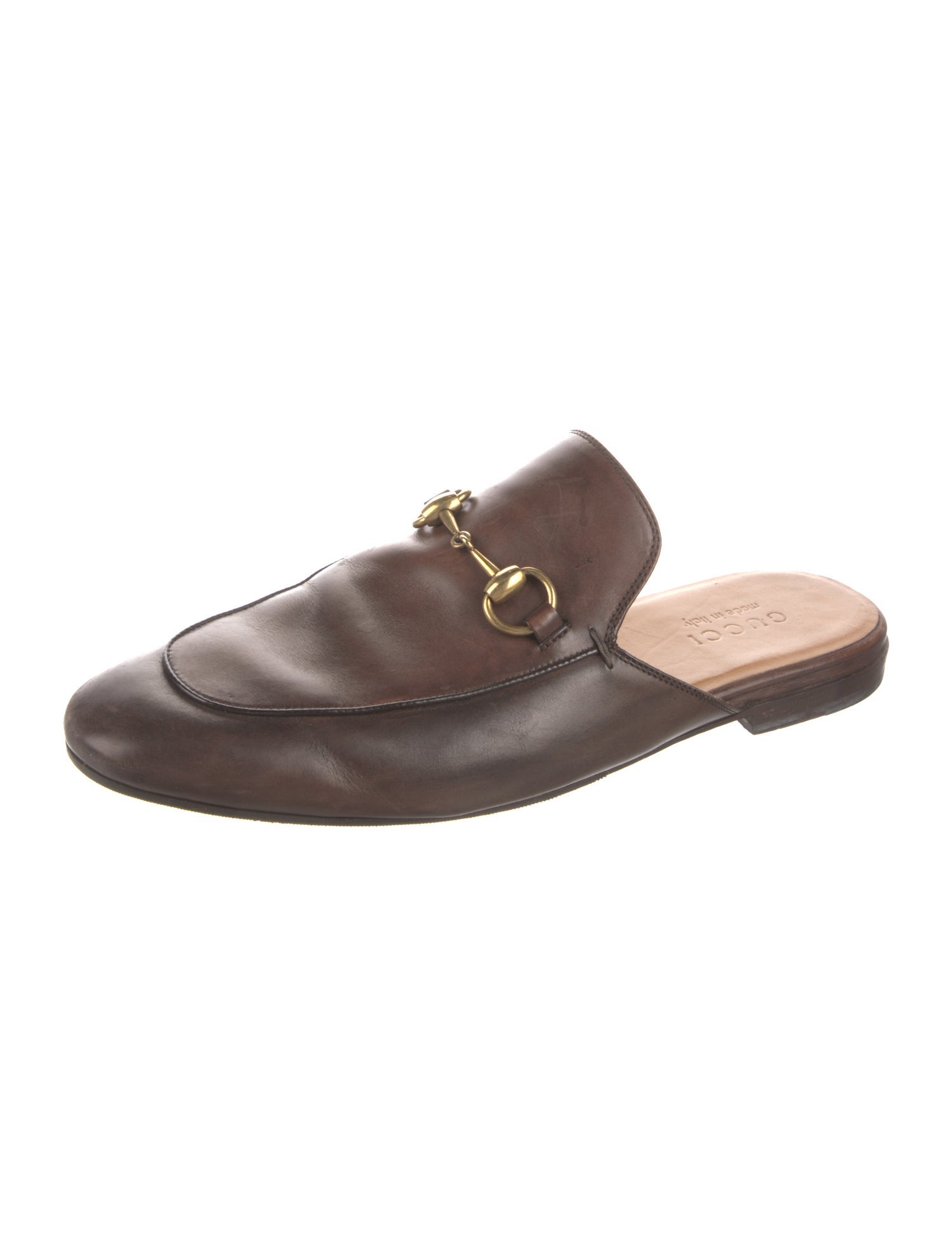 Gucci Horsebit Accent Leather Slippers