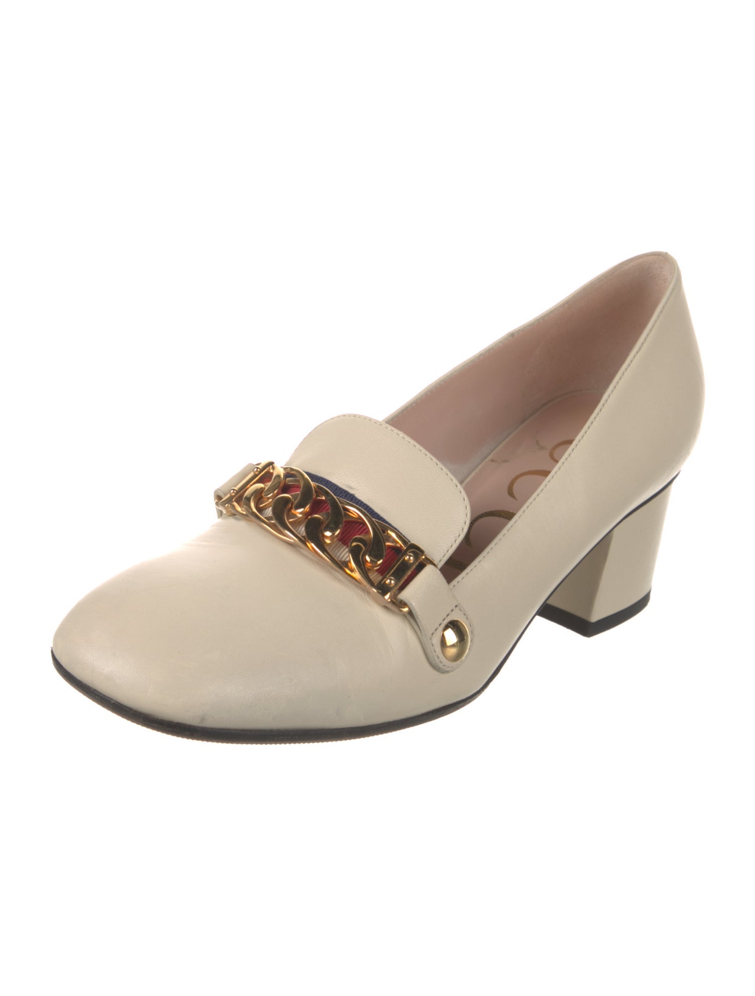 Gucci Sylvie Web Accent Leather Pumps