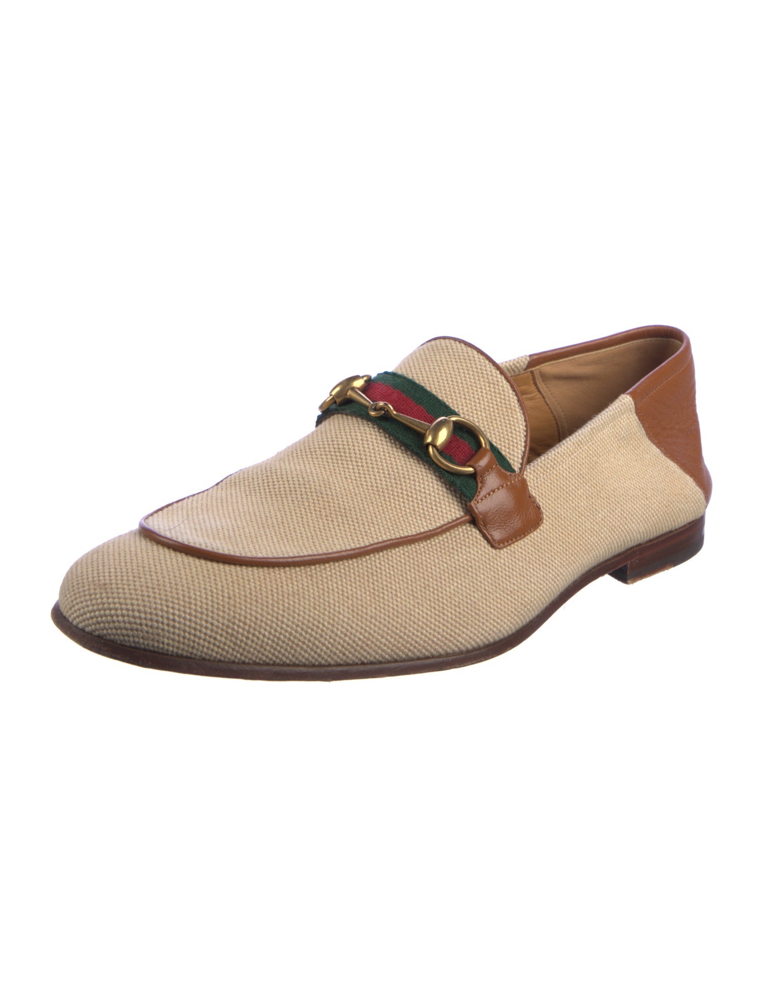 Gucci Web Accent Canvas Loafers