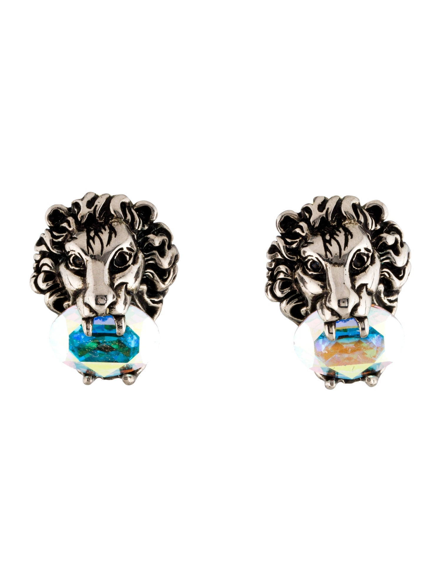 Gucci Crystal Lion Head Clip-On Earrings