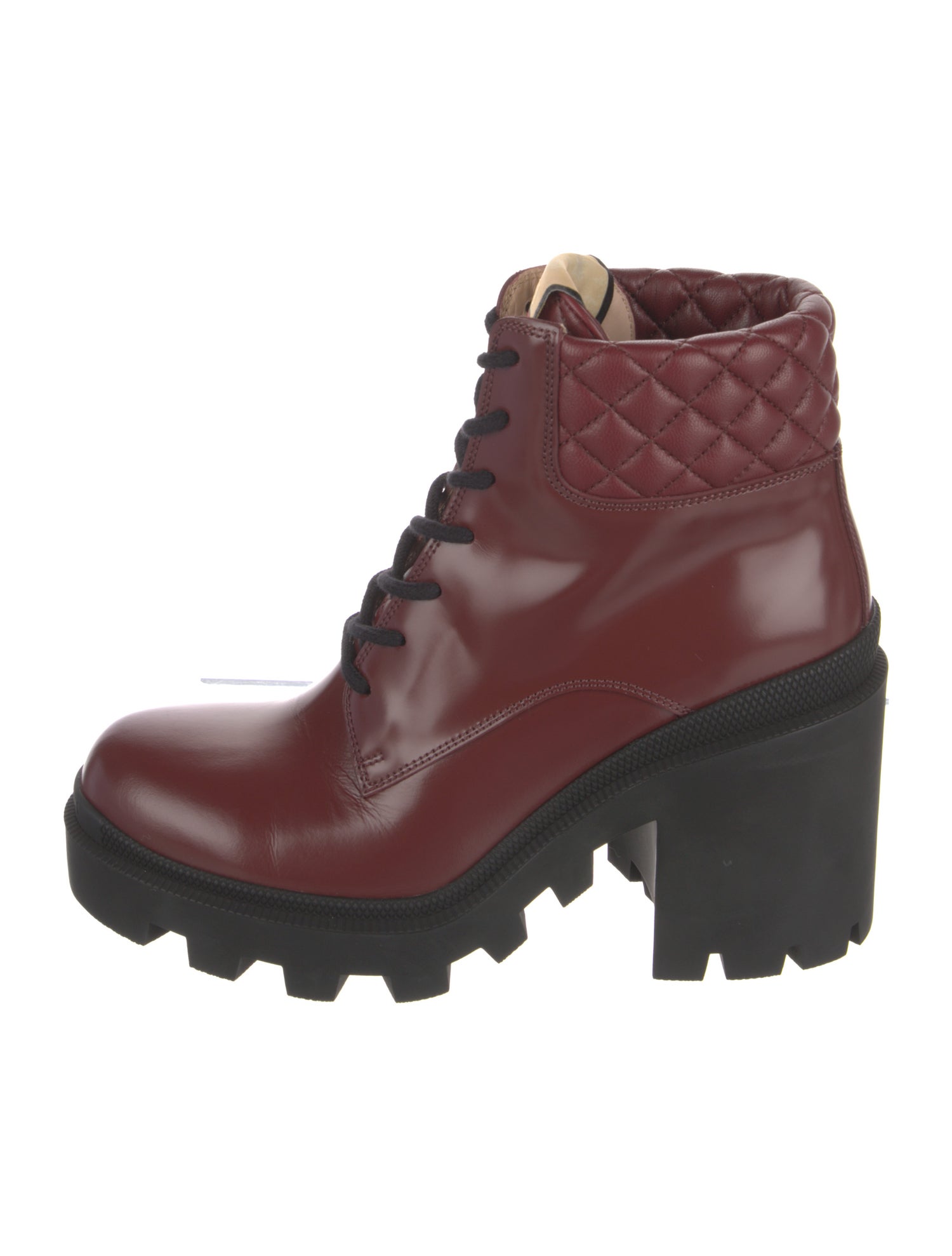 Gucci Web Accent Leather Combat Boots