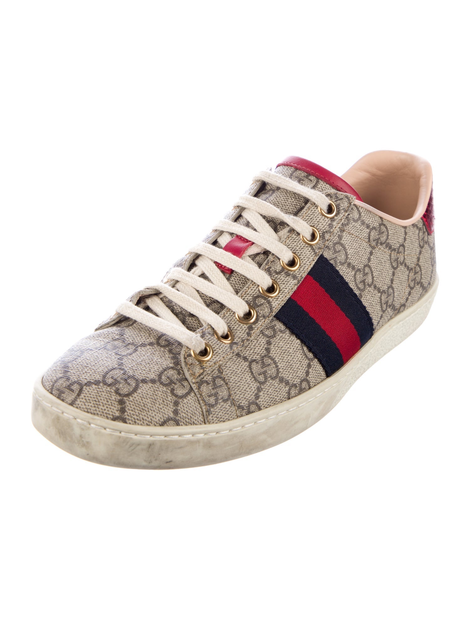 Gucci GG Supreme Leather Trim Embellishment Sneakers