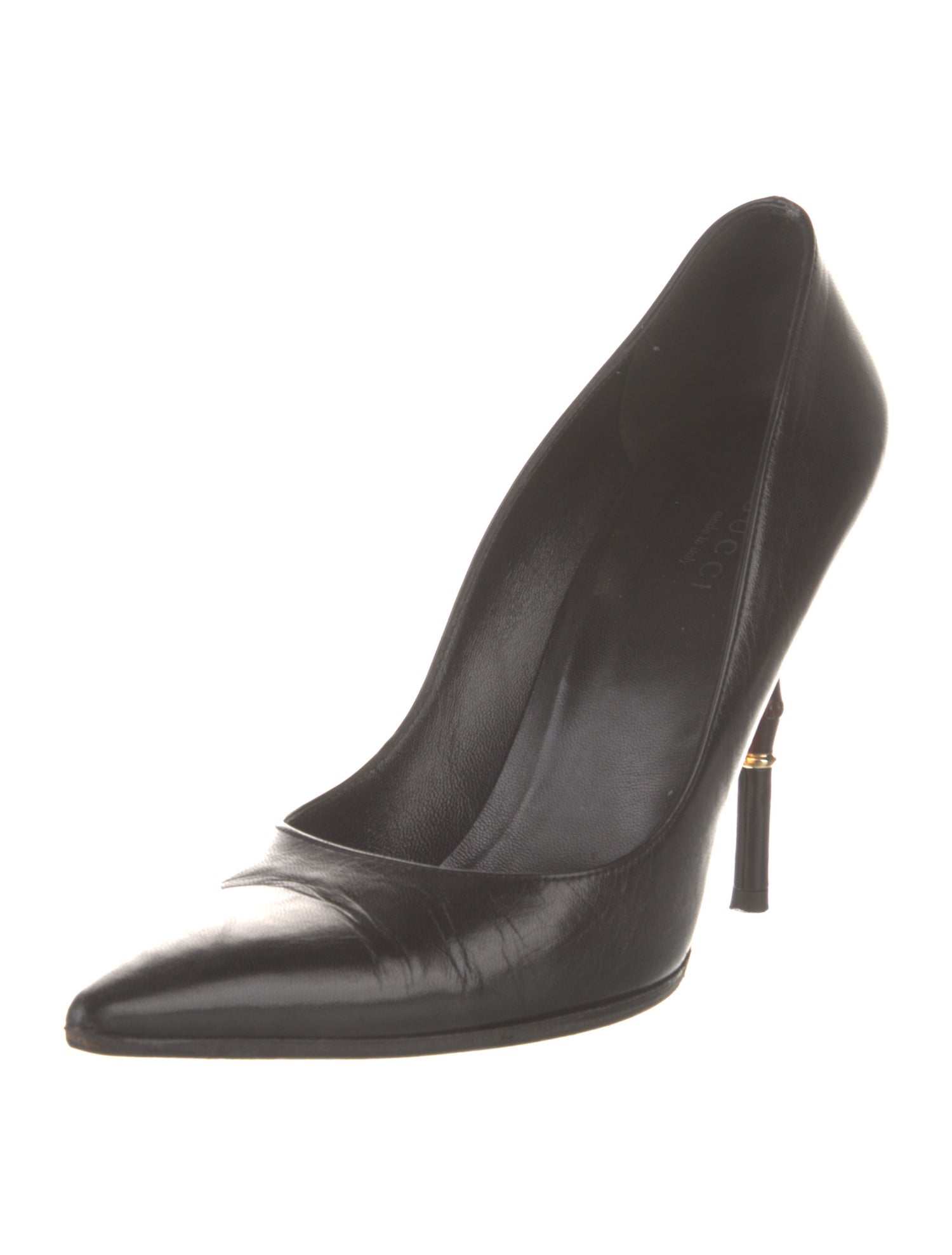 Gucci Bamboo Accent Leather Pumps