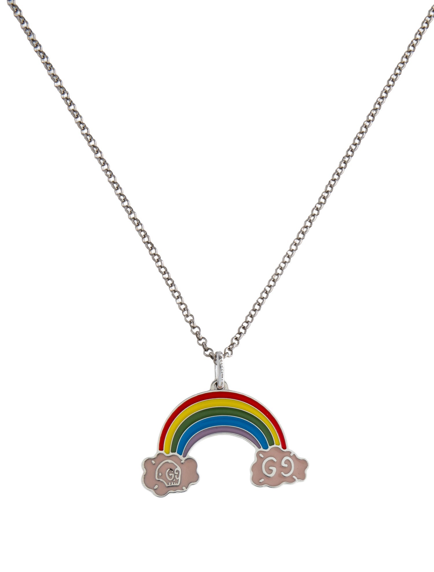 Gucci Enamel Gucci Ghost Rainbow Pendant Necklace