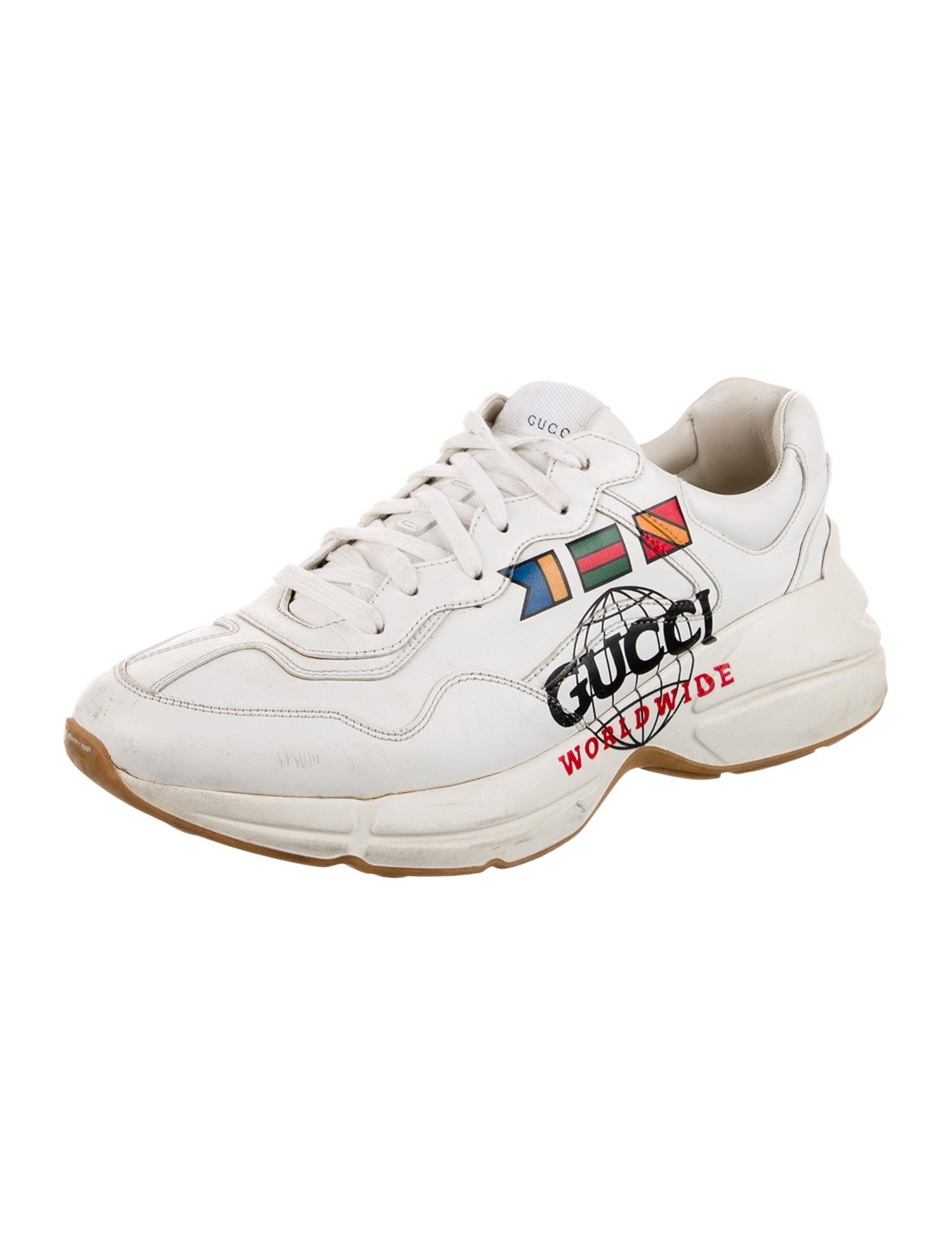 Gucci Leather Graphic Print Sneakers