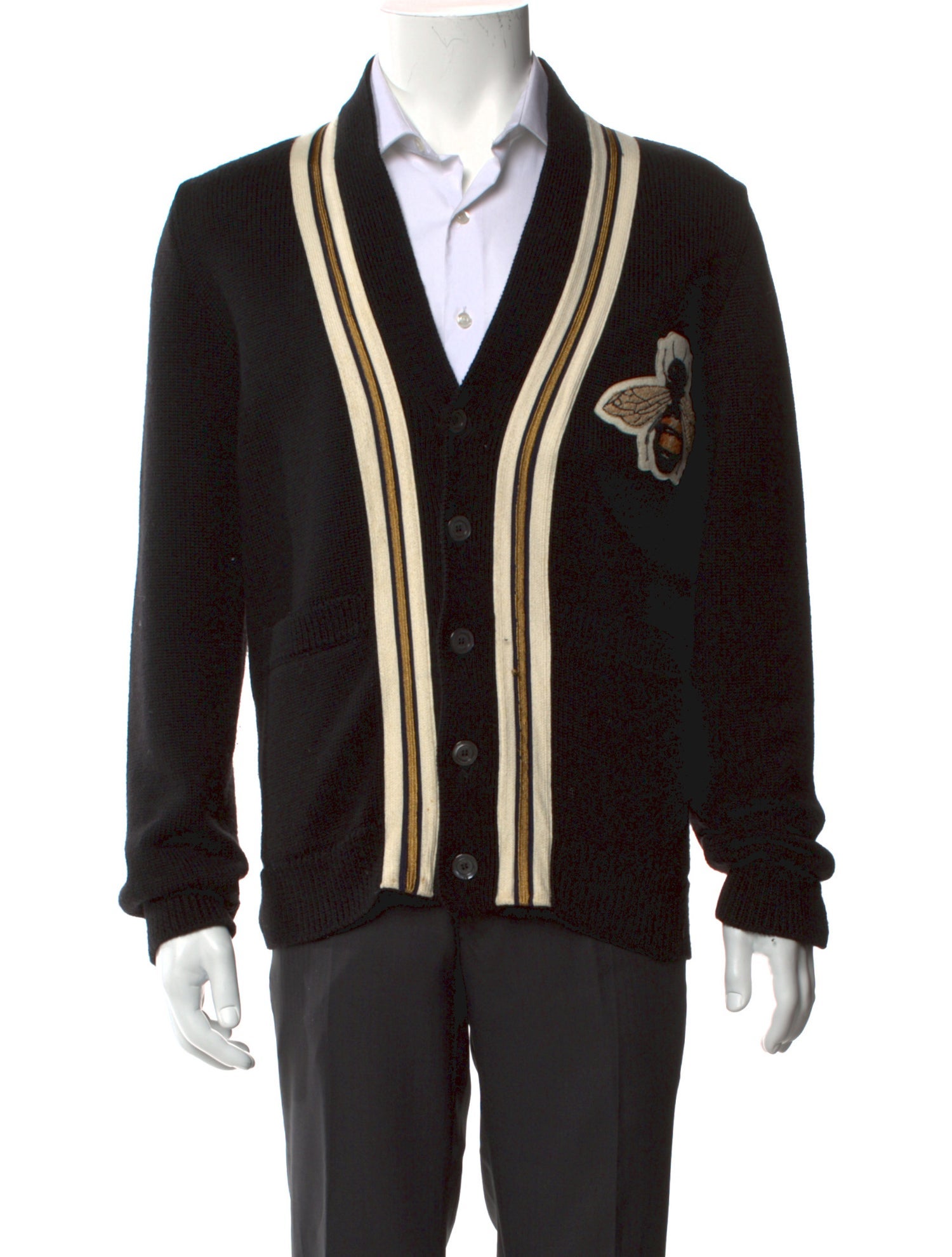 Gucci Bee Accent Wool Cardigan