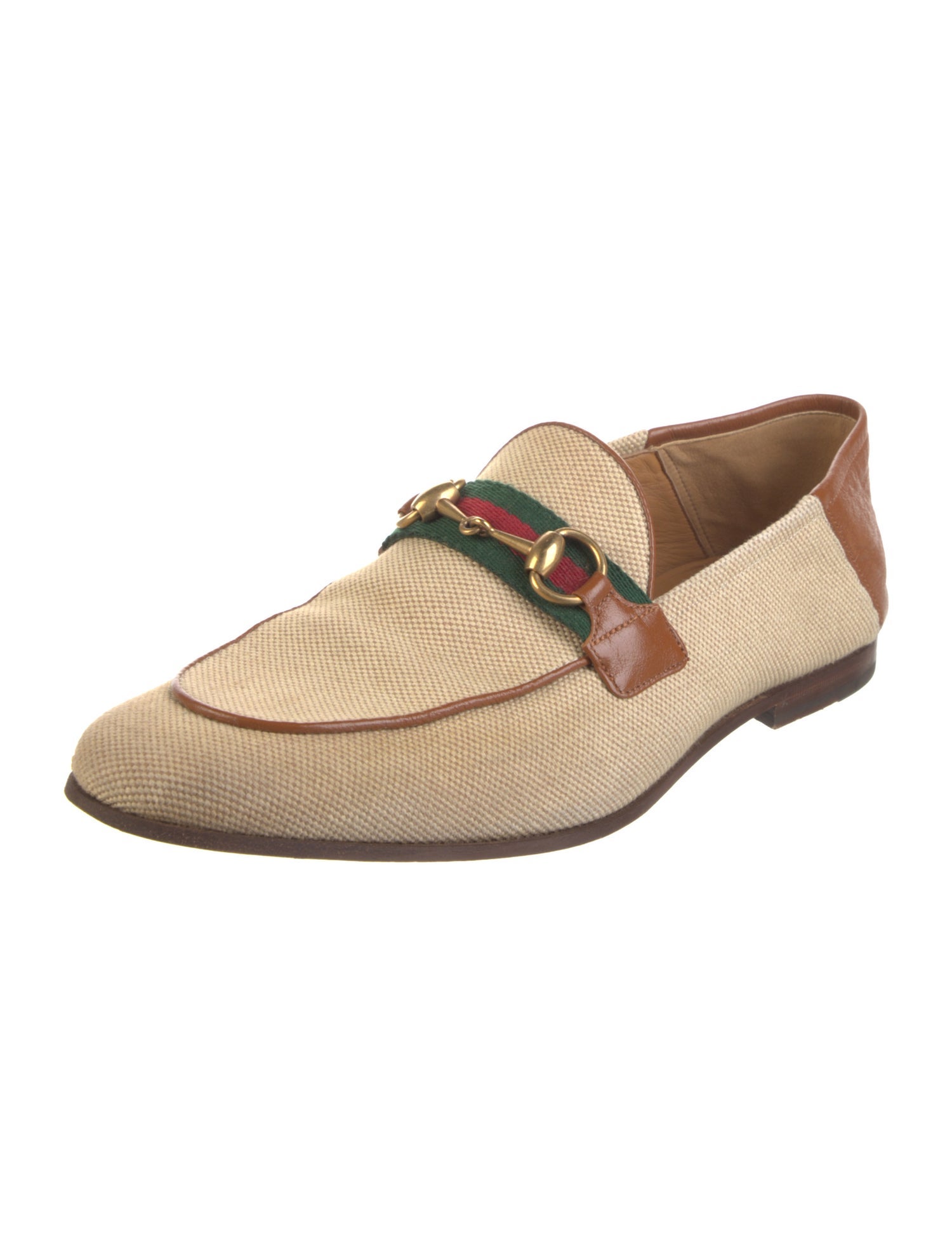 Gucci Web Accent Canvas Loafers