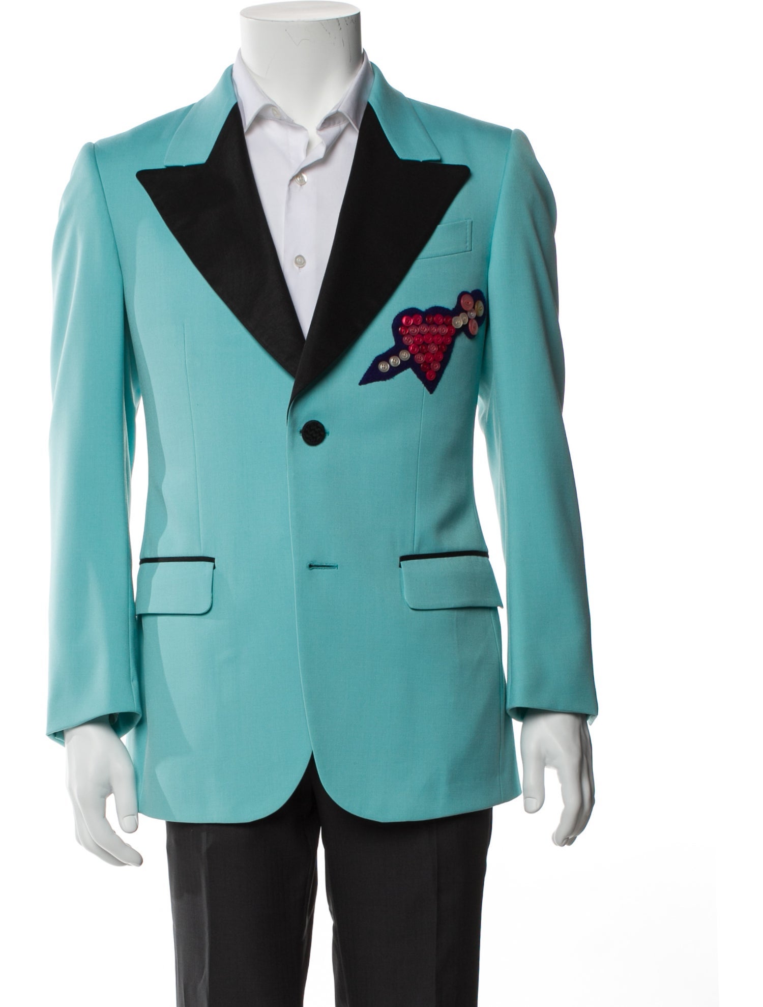 Gucci Colorblock Pattern Embroidered Accent Blazer