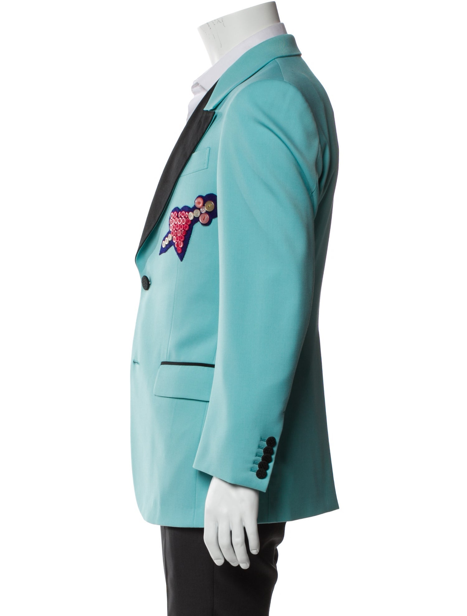 Gucci Colorblock Pattern Embroidered Accent Blazer