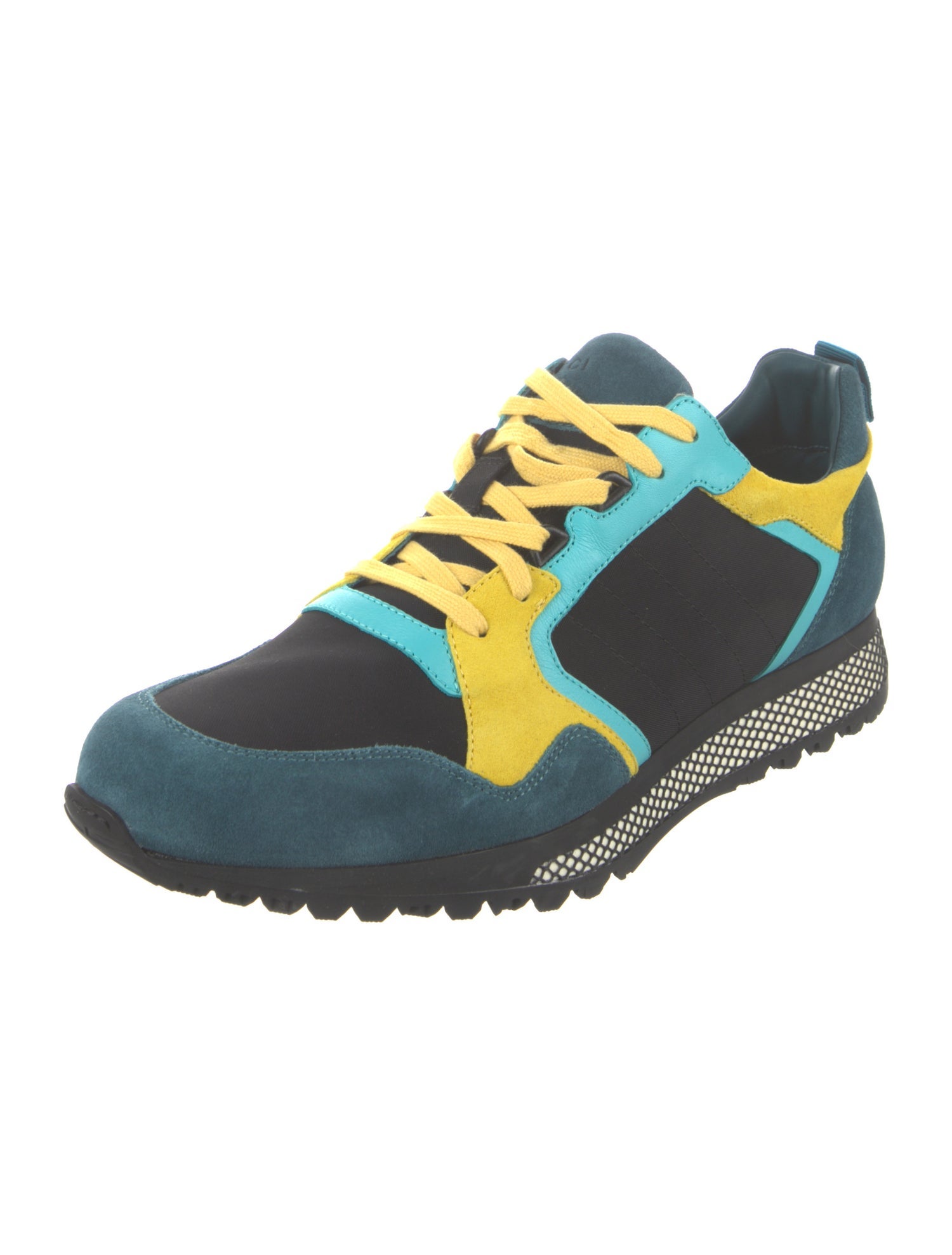 Gucci Suede Colorblock Pattern Athletic Sneakers