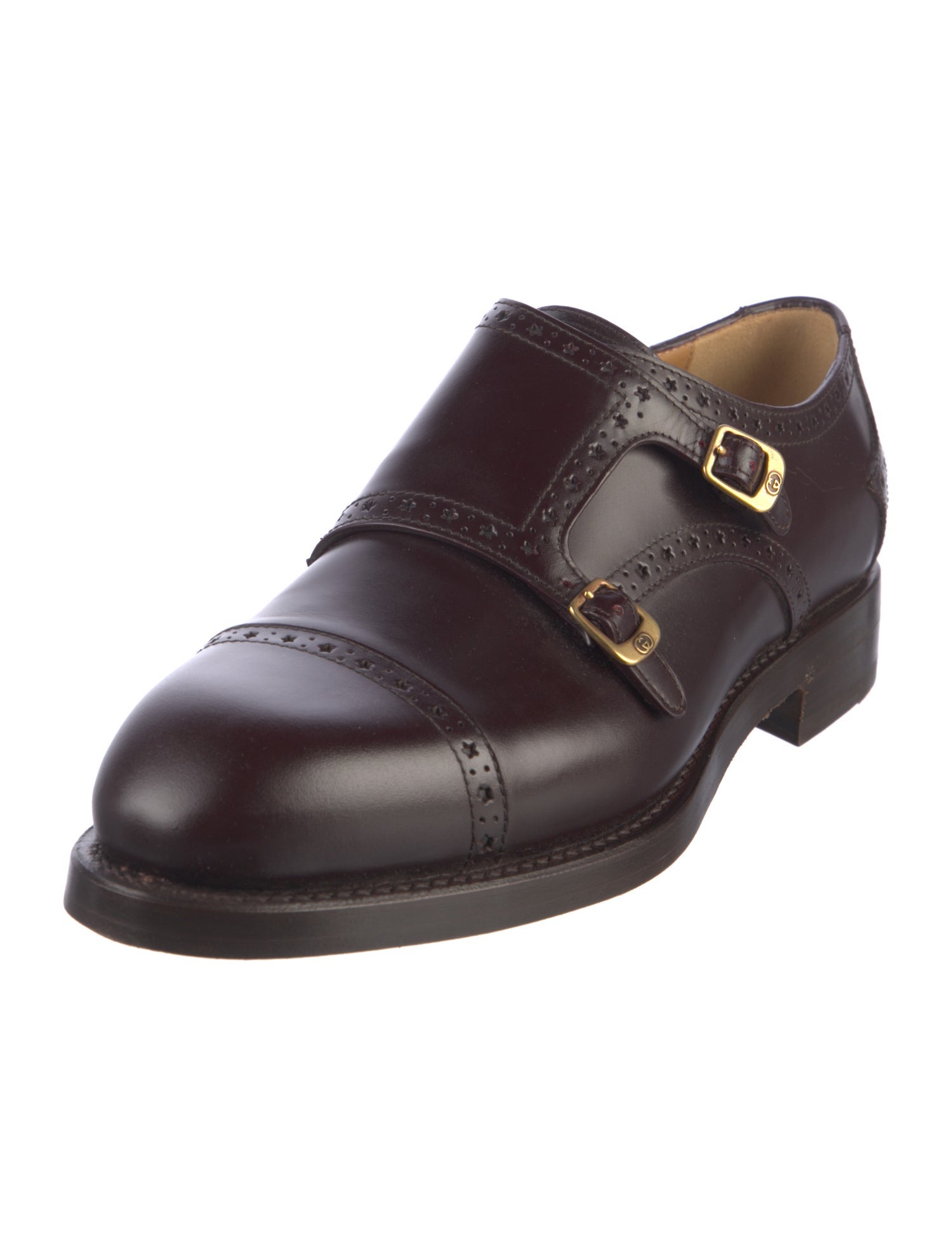 Gucci Interlocking G Logo Leather Monk Straps