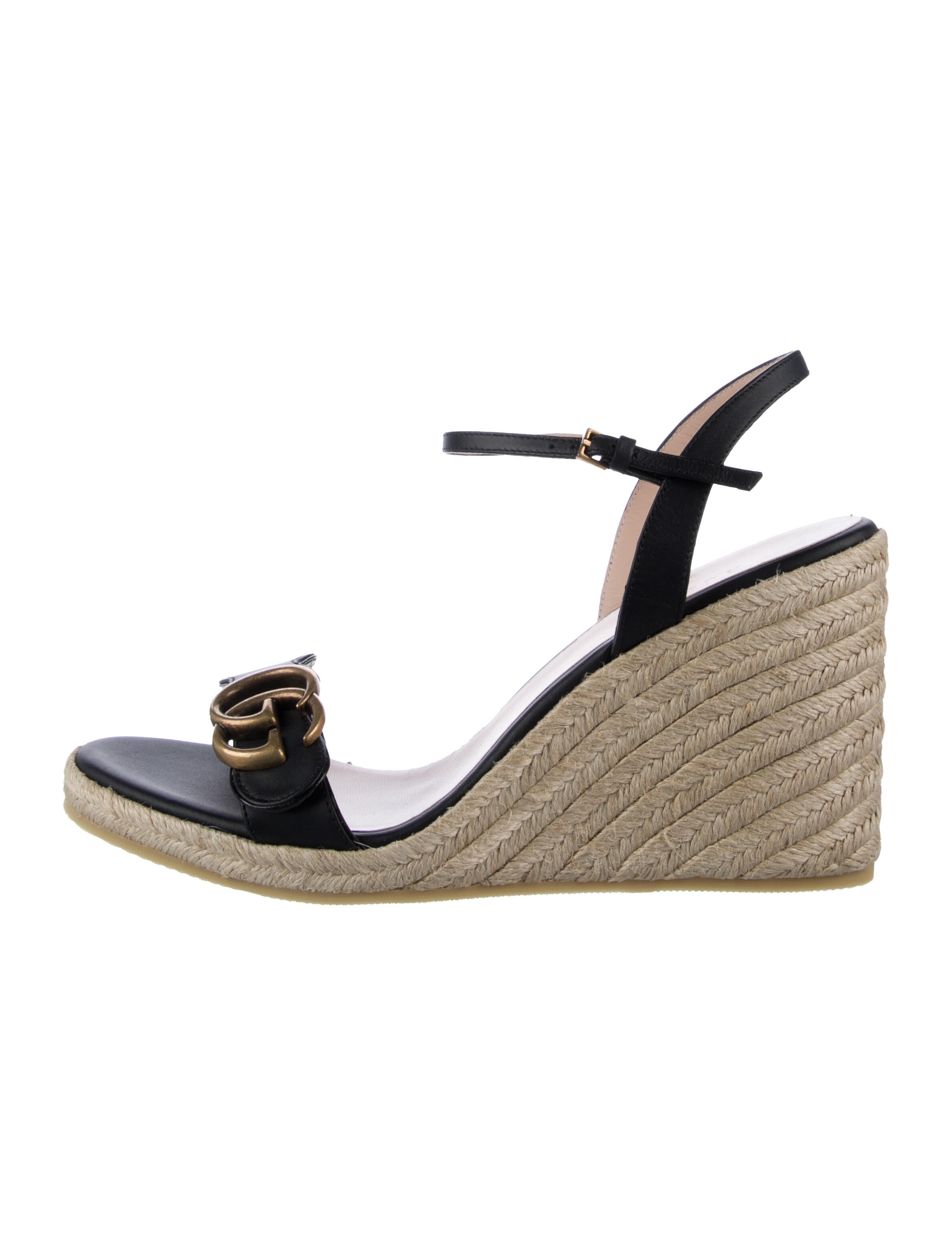 Gucci Double G Logo Leather Espadrilles