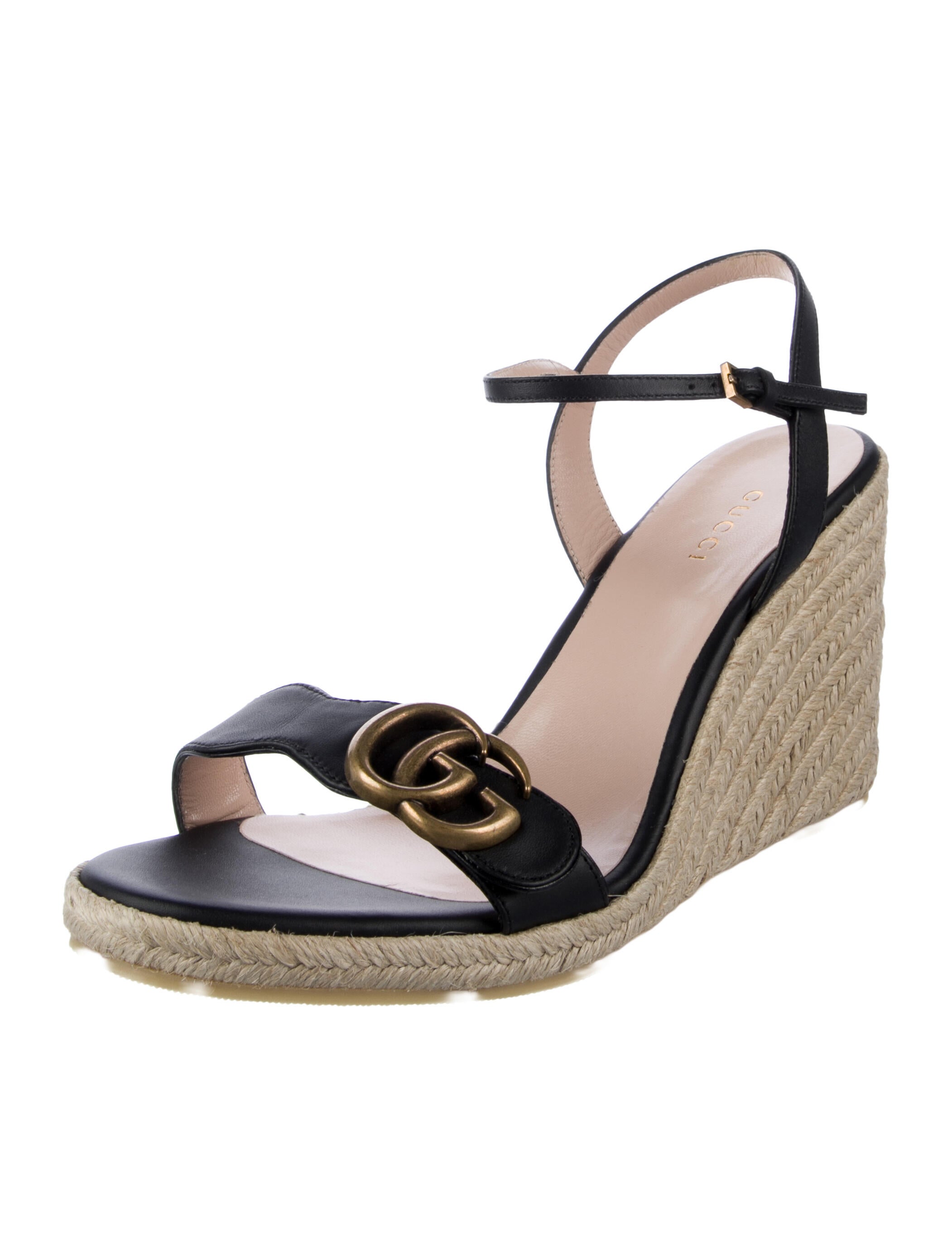 Gucci Double G Logo Leather Espadrilles