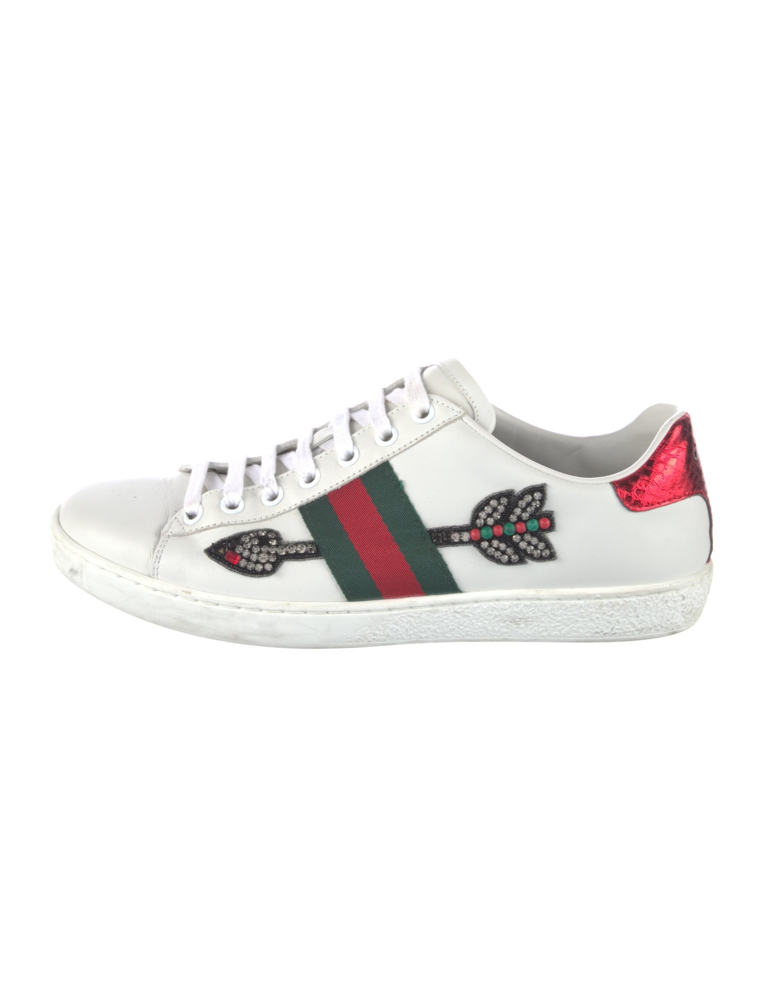 Gucci Web Accent Leather Sneakers
