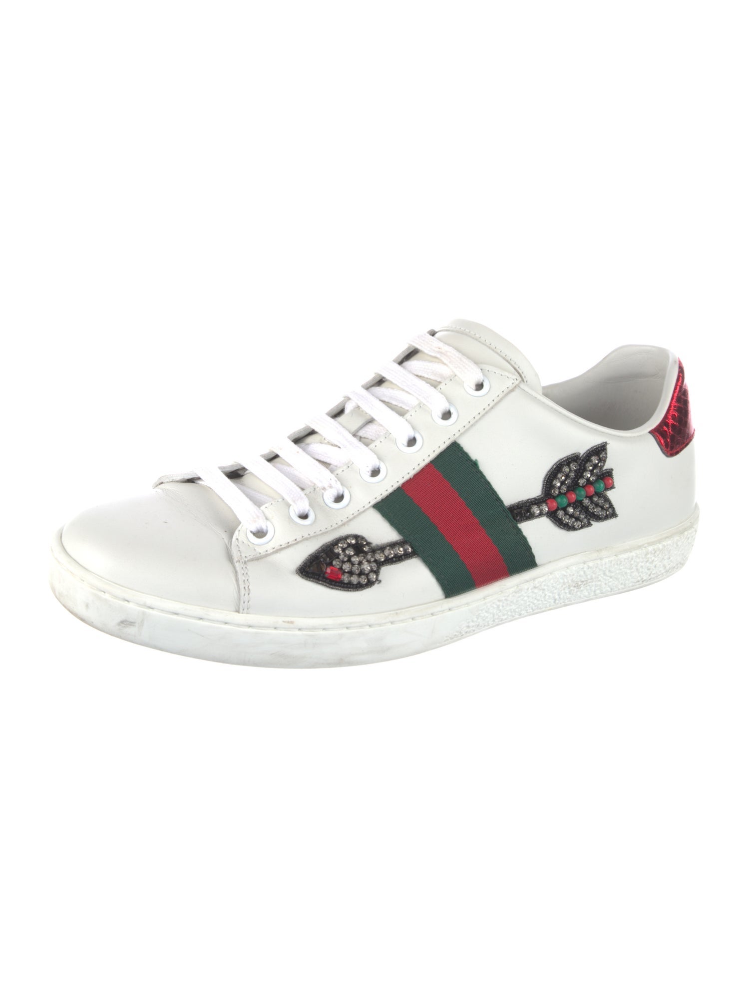 Gucci Web Accent Leather Sneakers
