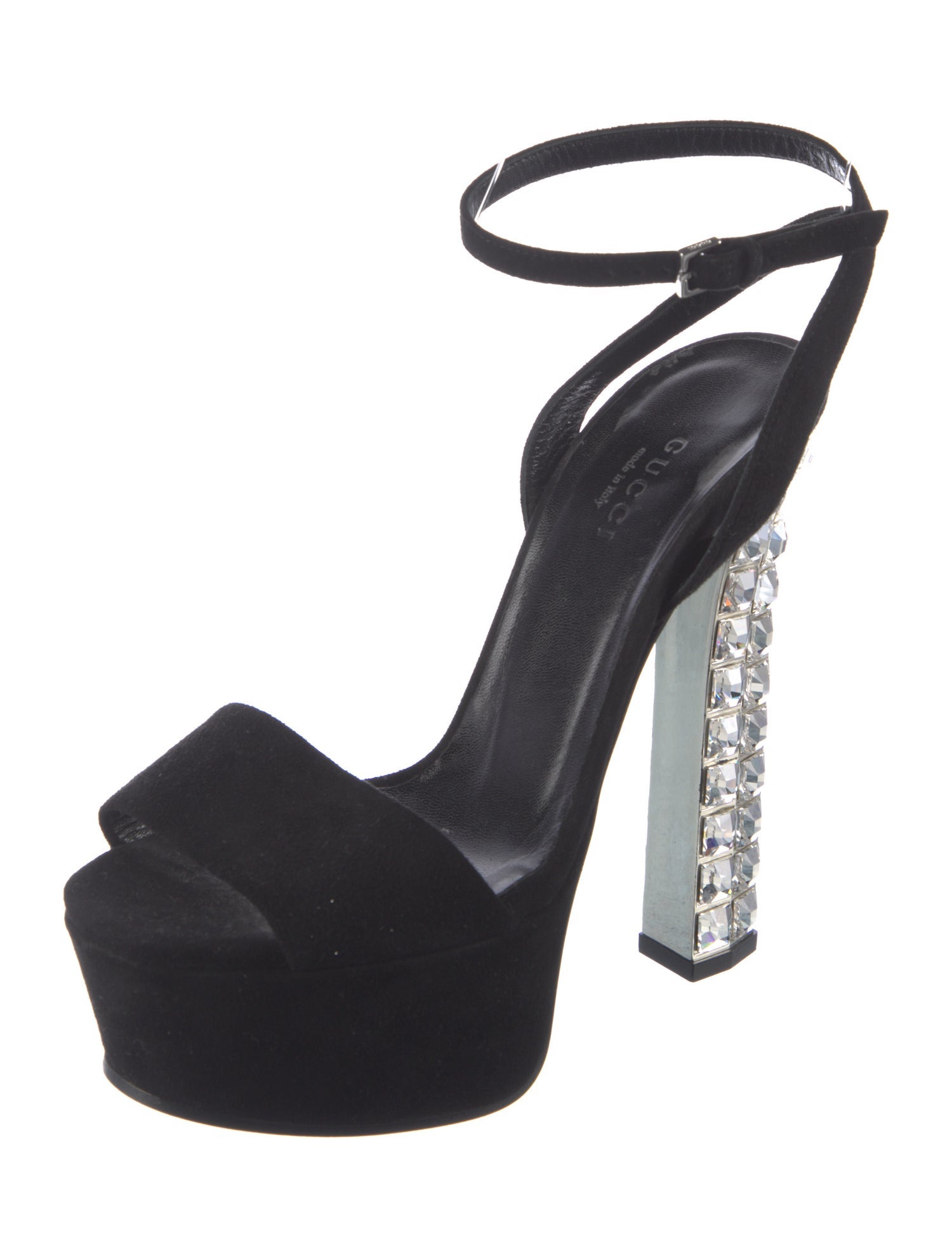 Gucci Suede Crystal Embellishments Sandals