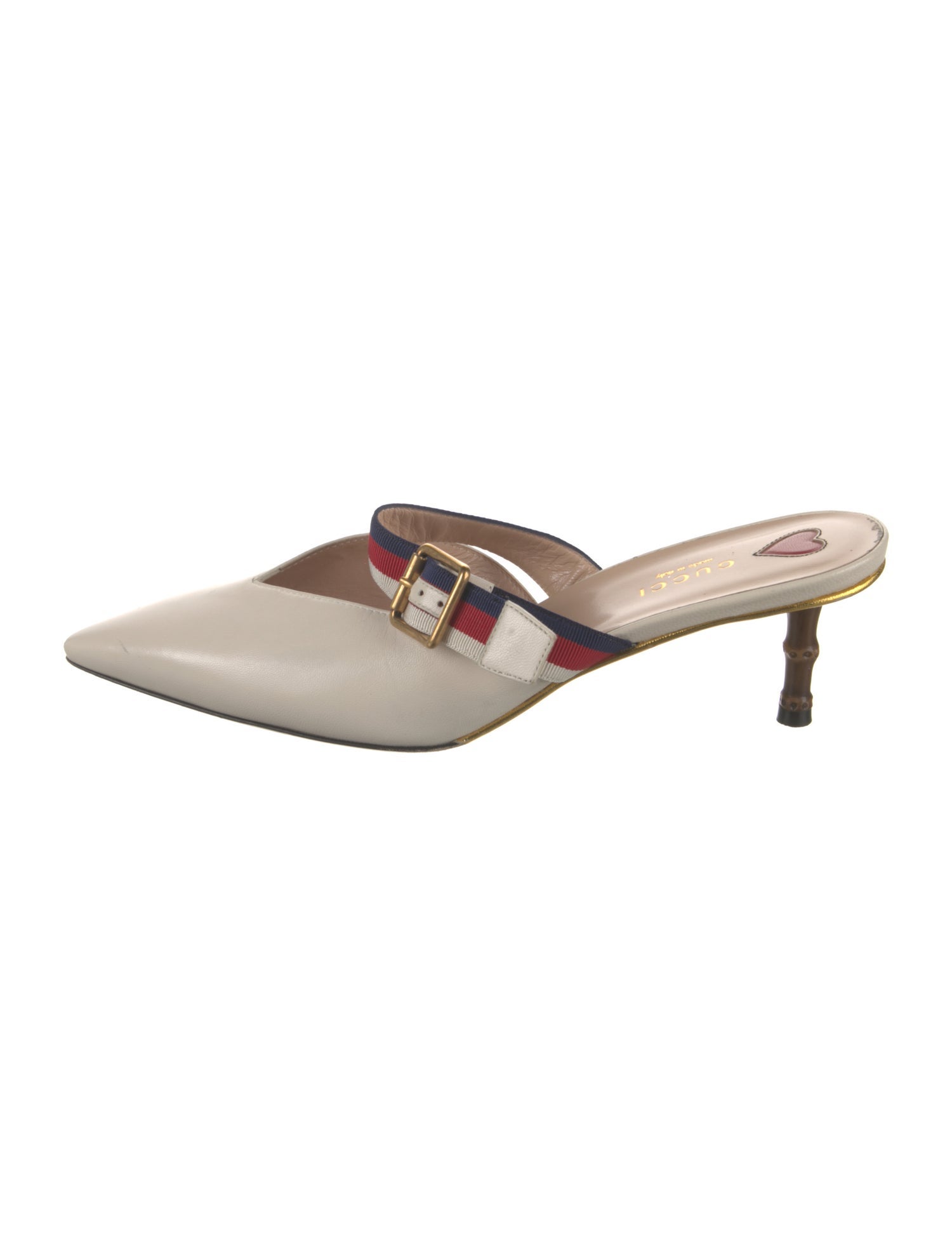 Gucci Sylvie Web Accent Leather Mules