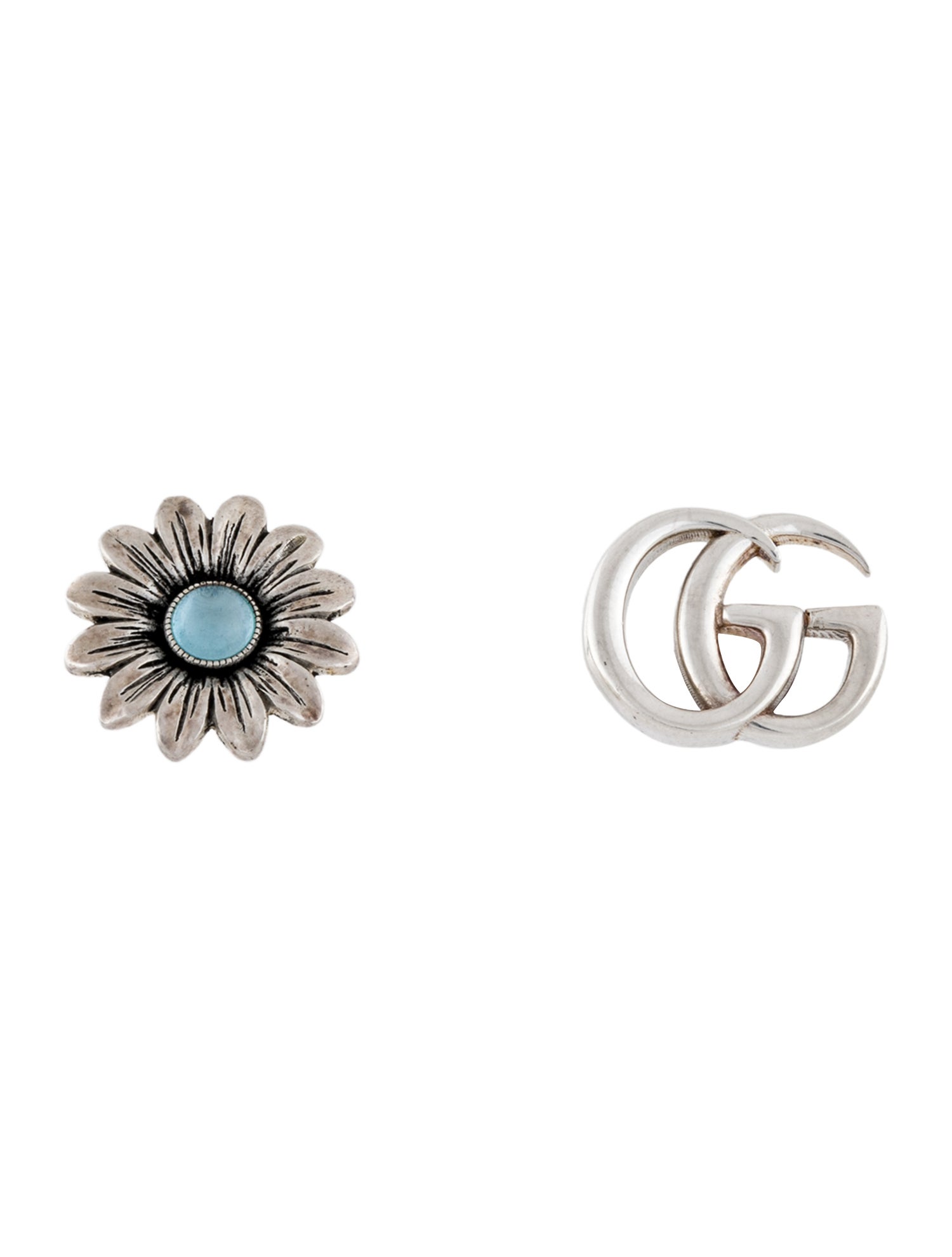 Gucci Topaz Flower & GG Marmont Mismatched Stud Earrings