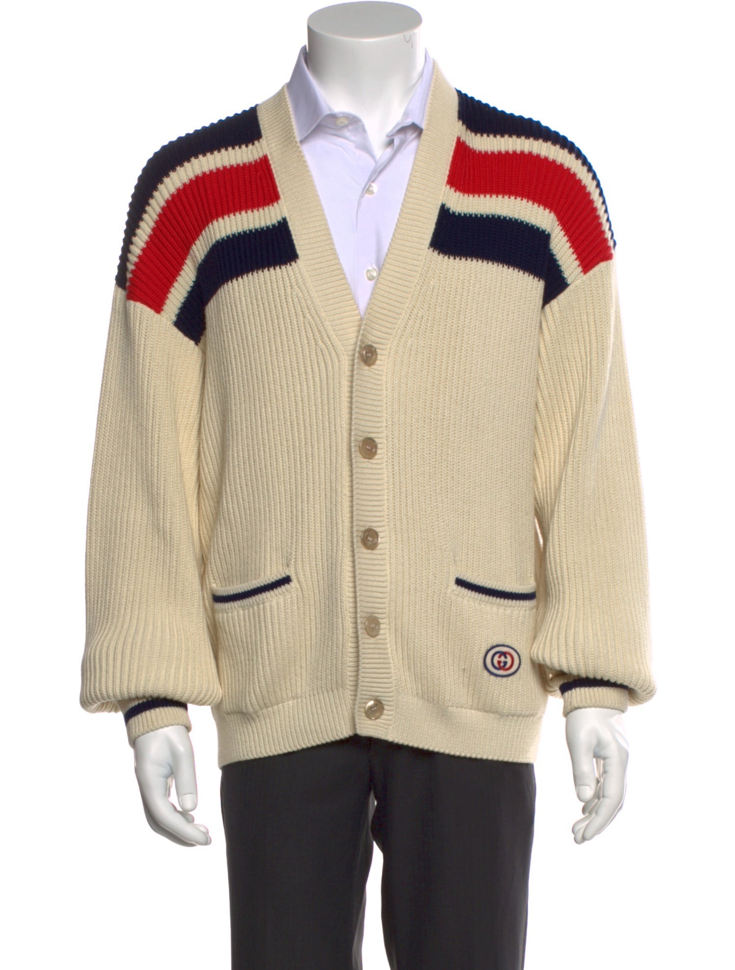 Gucci Striped V-Neck Cardigan