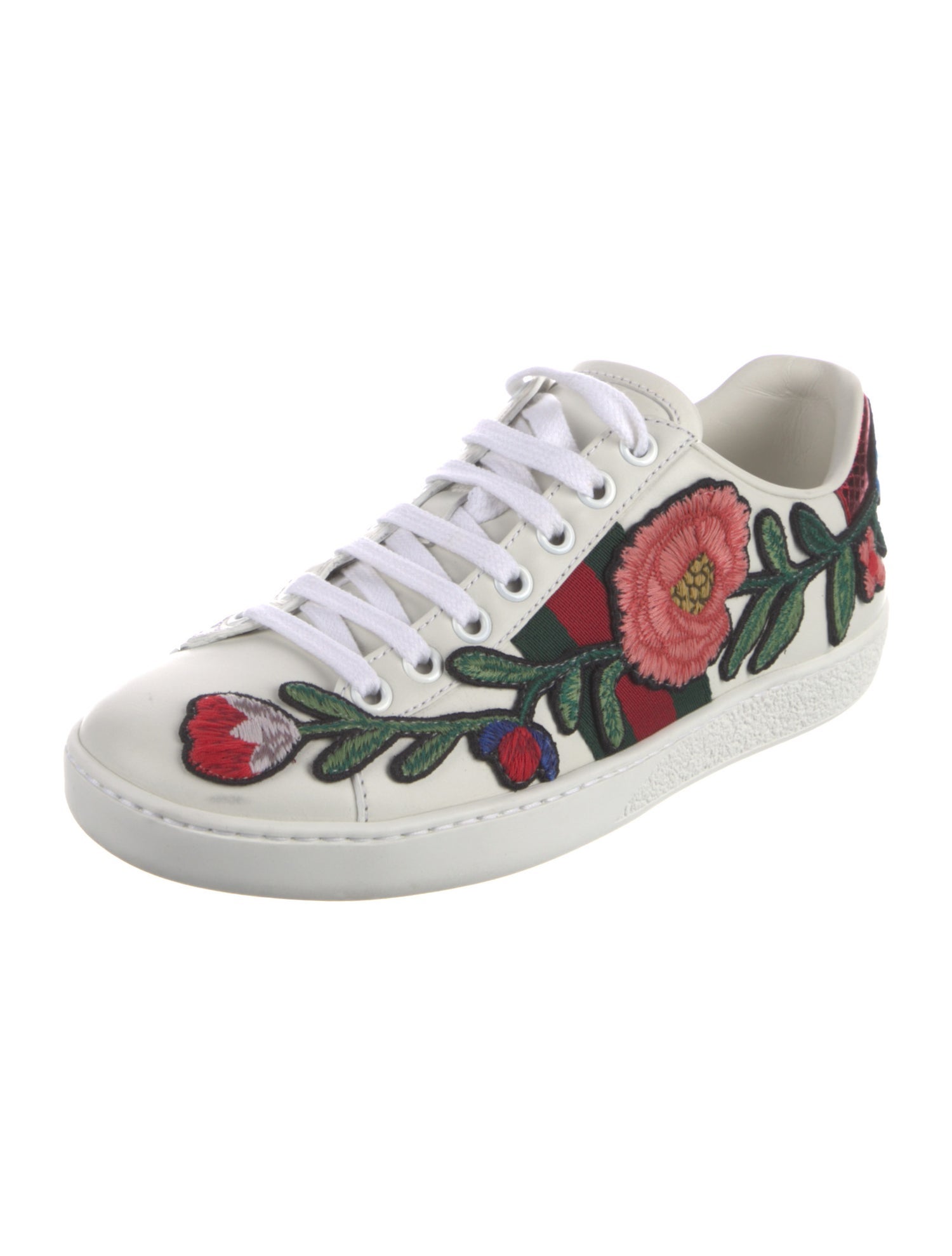 Gucci Web Accent Leather Sneakers
