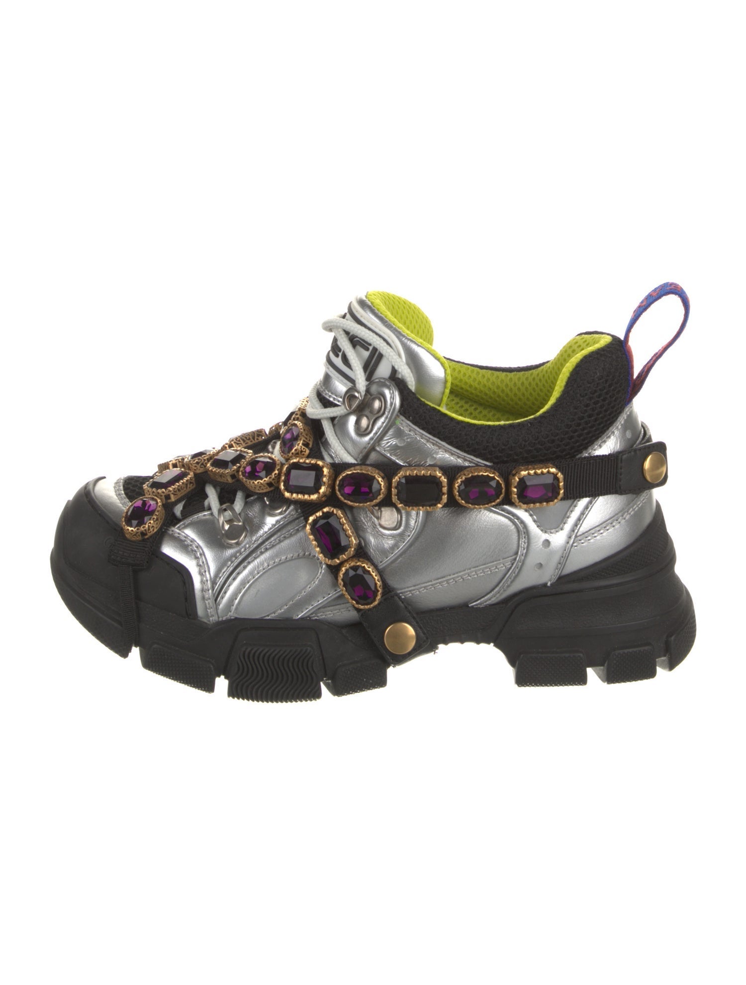 Gucci Leather Colorblock Pattern Chunky Sneakers