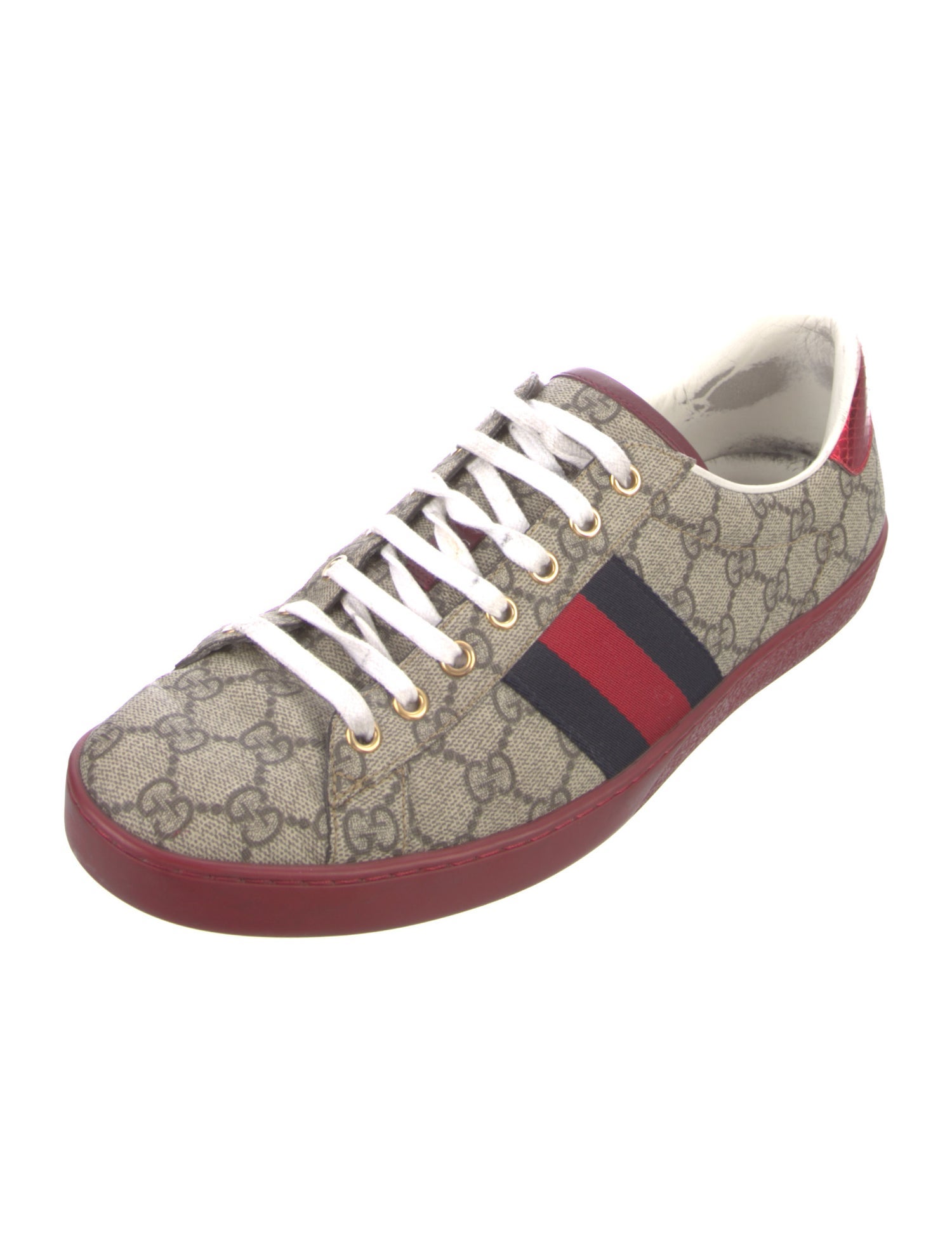 Gucci GG Supreme Leather Trim Embellishment Sneakers