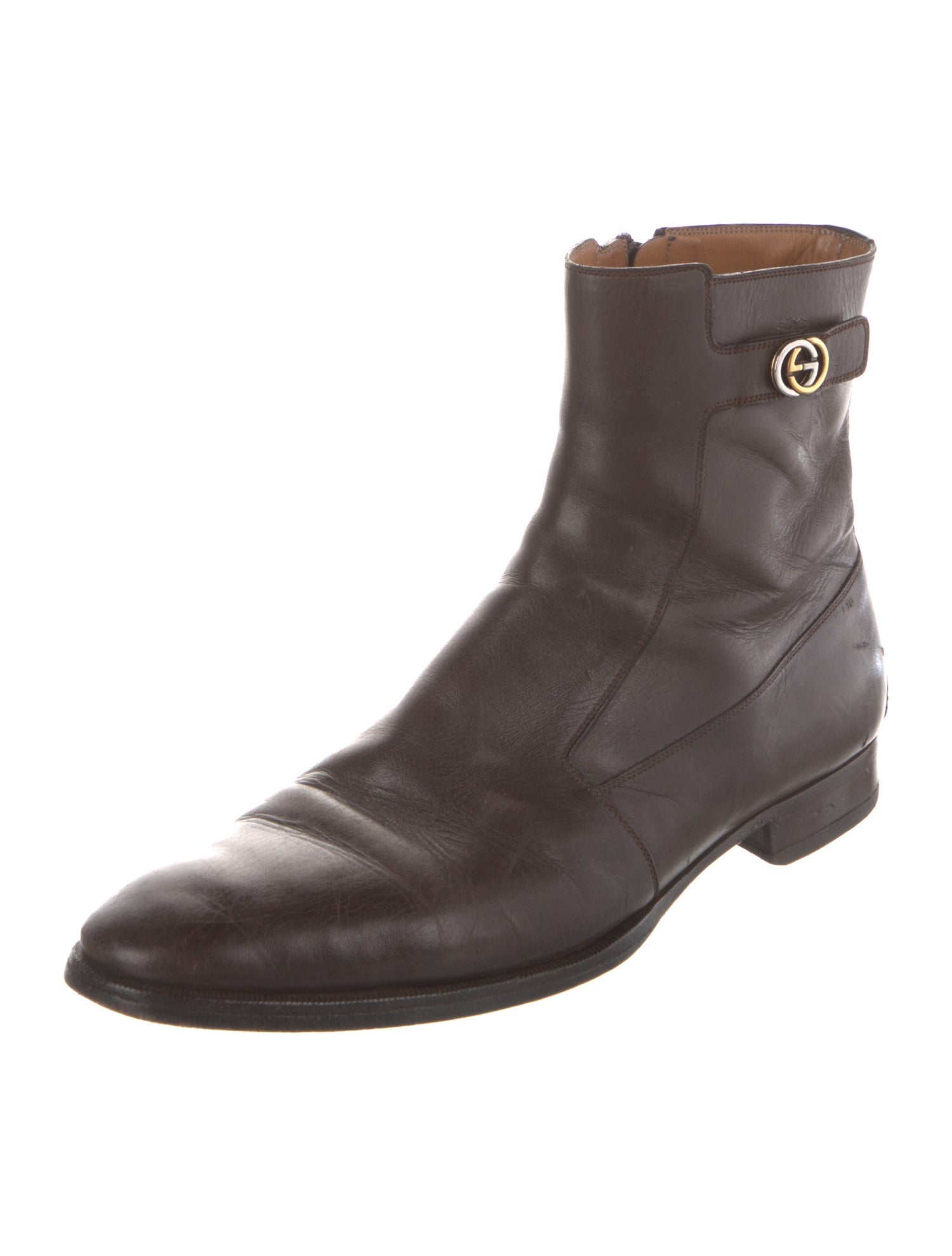 Gucci Interlocking G Logo Leather Boots