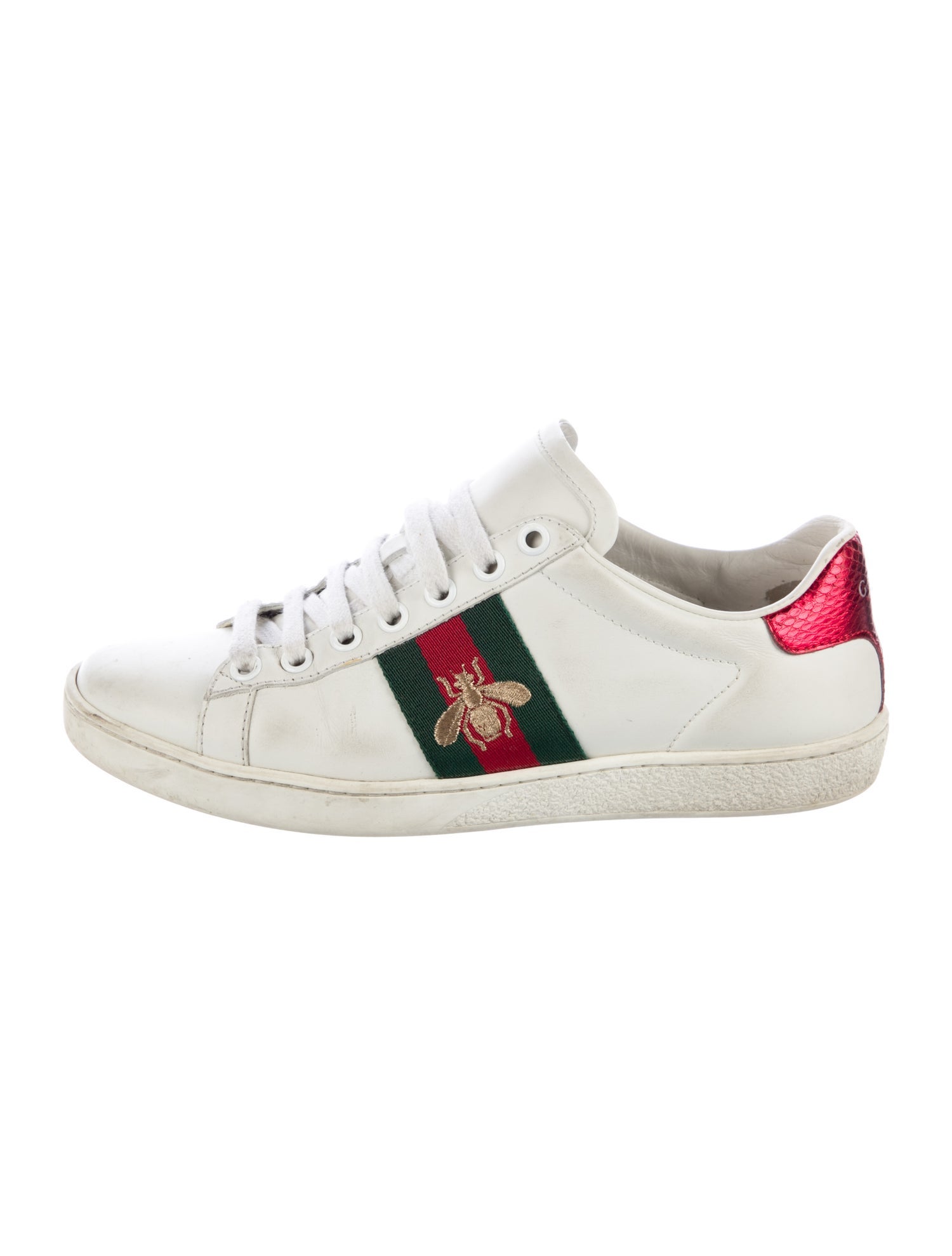 Gucci Web Accent Leather Sneakers