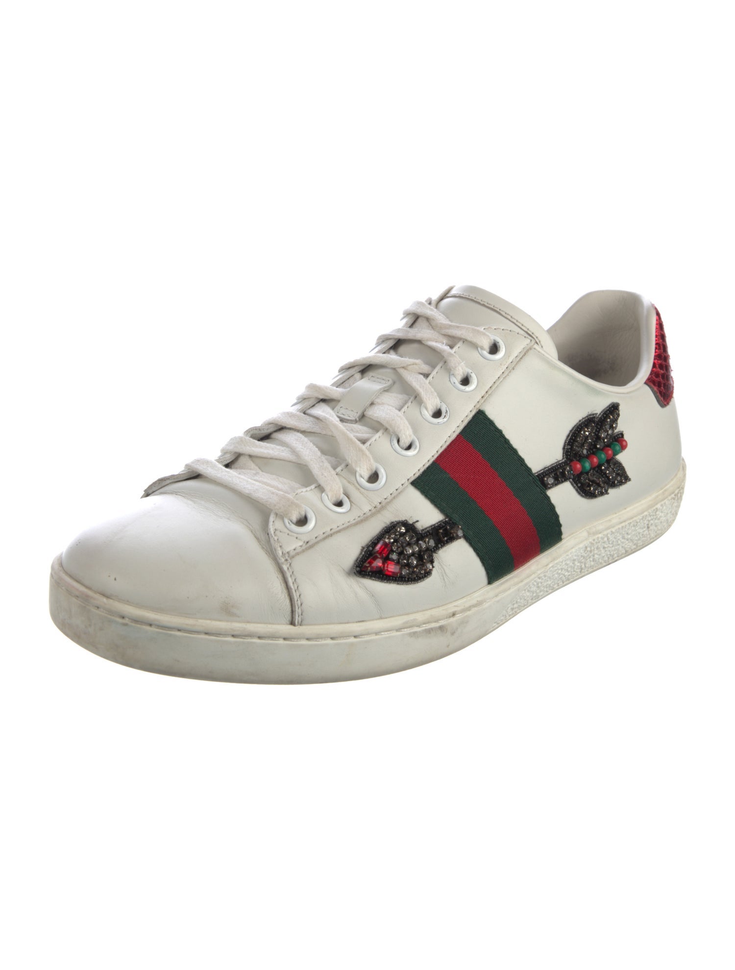 Gucci Web Accent Leather Sneakers