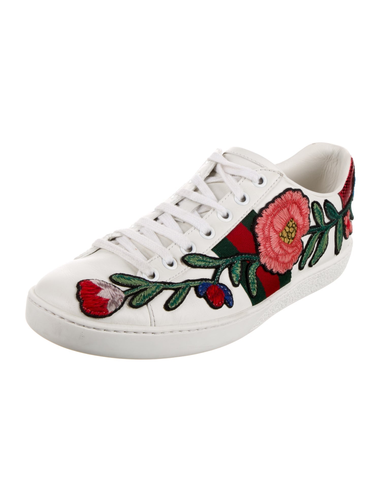 Gucci Web Accent Leather Sneakers