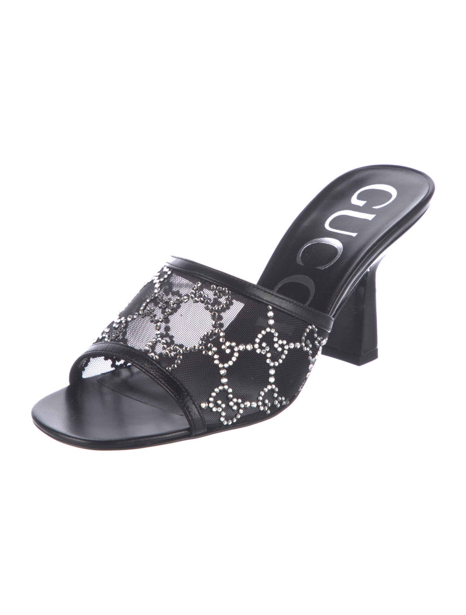 Gucci GG Crystal Leather Slides