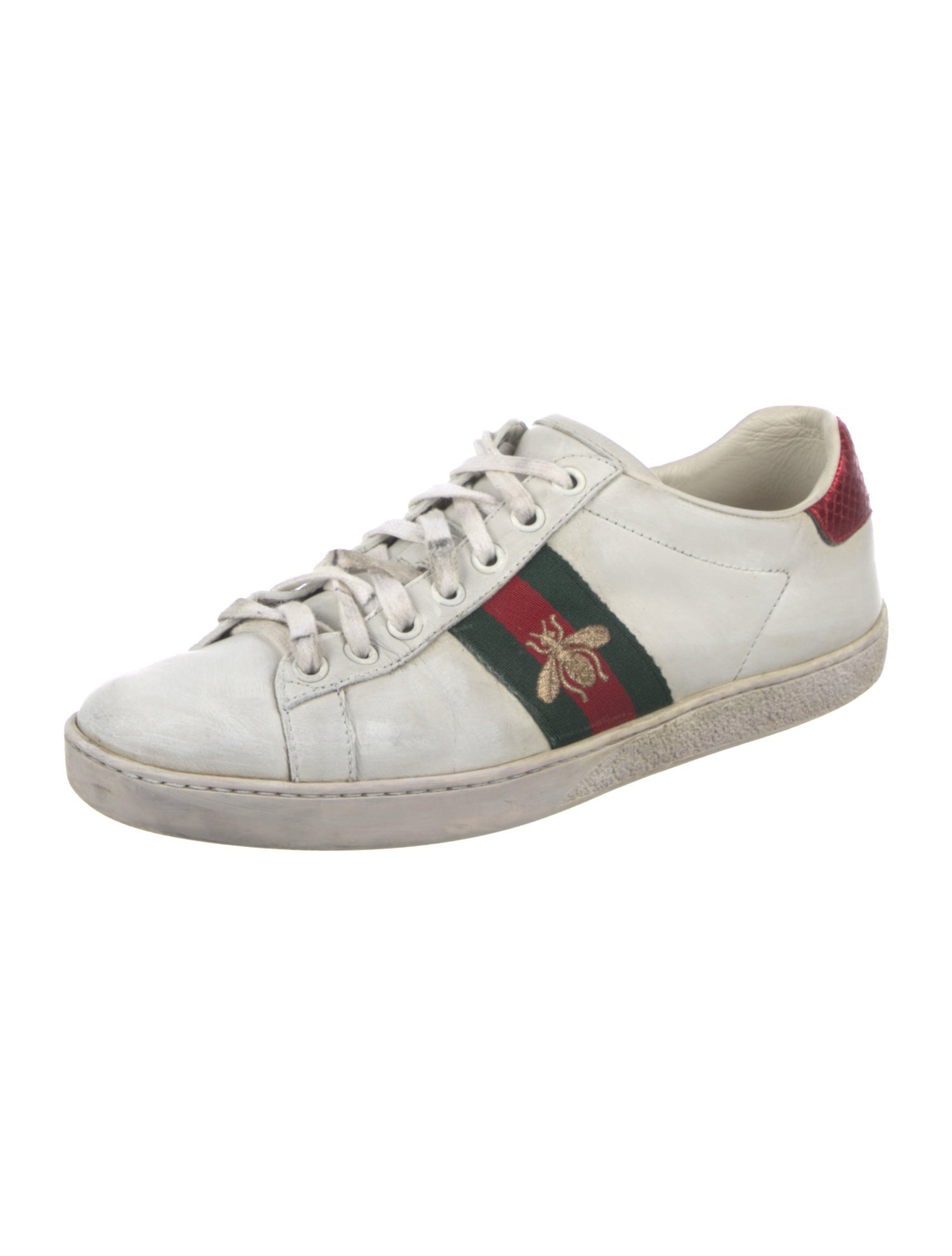 Gucci Web Accent Leather Sneakers