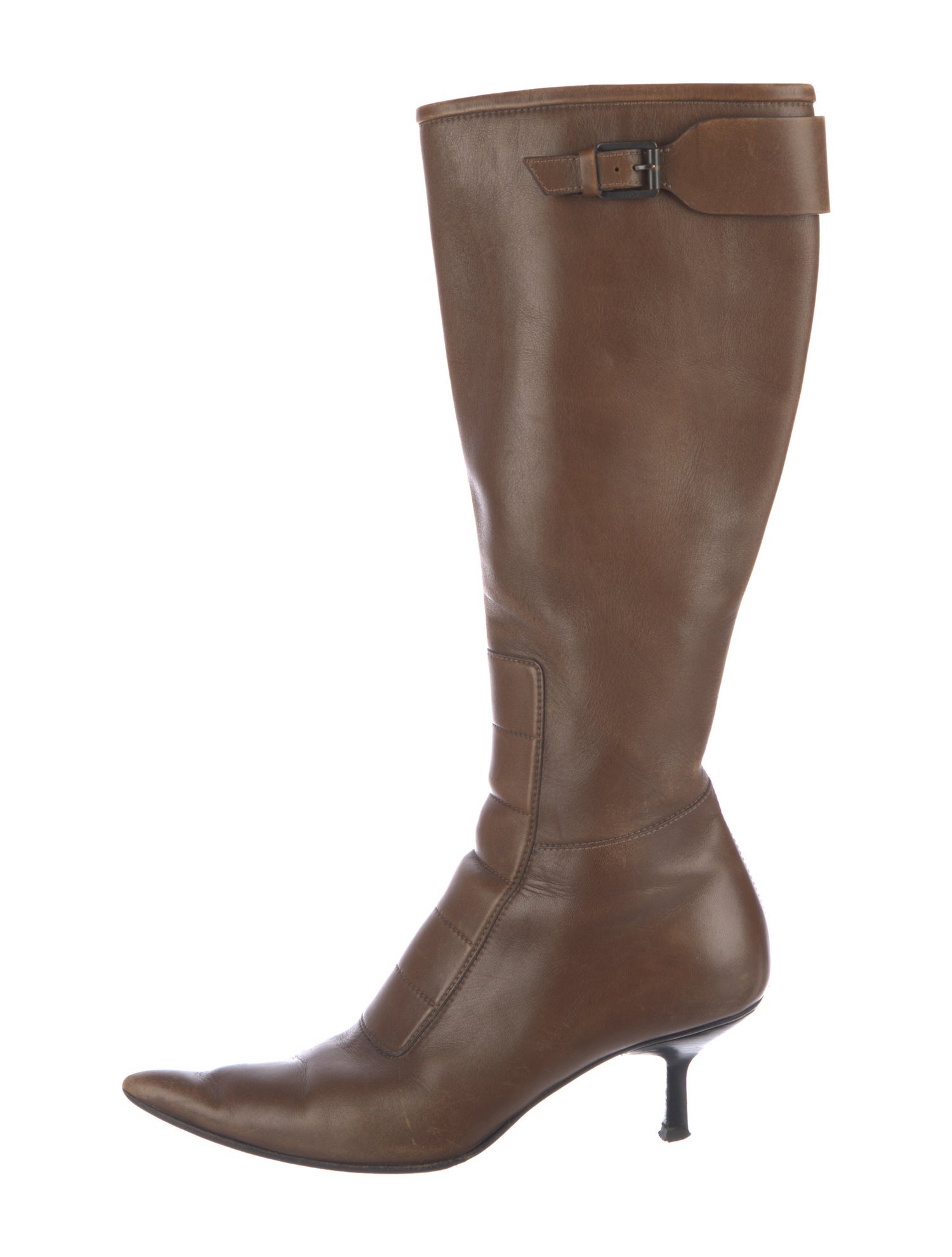 Gucci Leather Leather Trim Embellishment Riding Boots