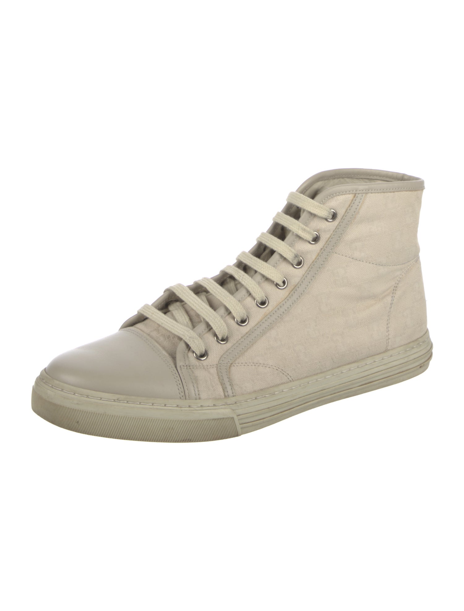 Gucci Canvas Leather Trim Embellishment Sneakers