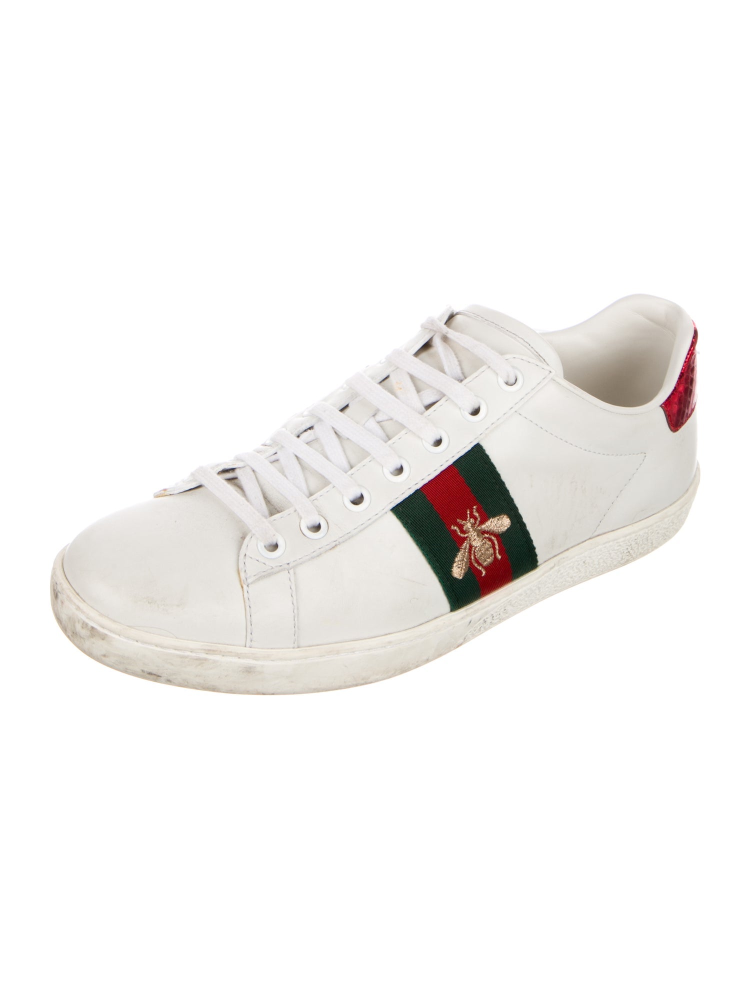 Gucci Web Accent Leather Sneakers