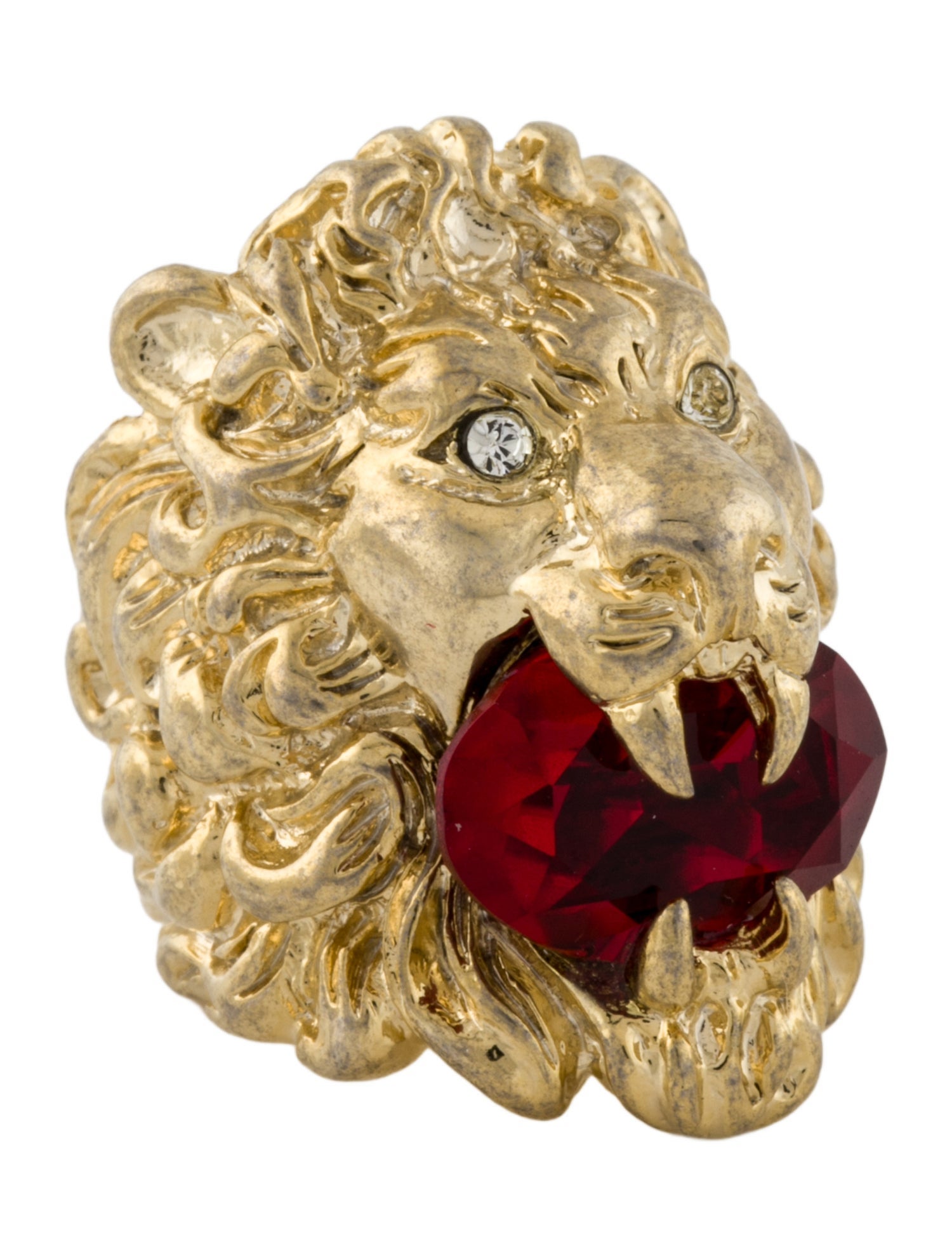 Gucci Crystal Lion Head Cocktail Ring