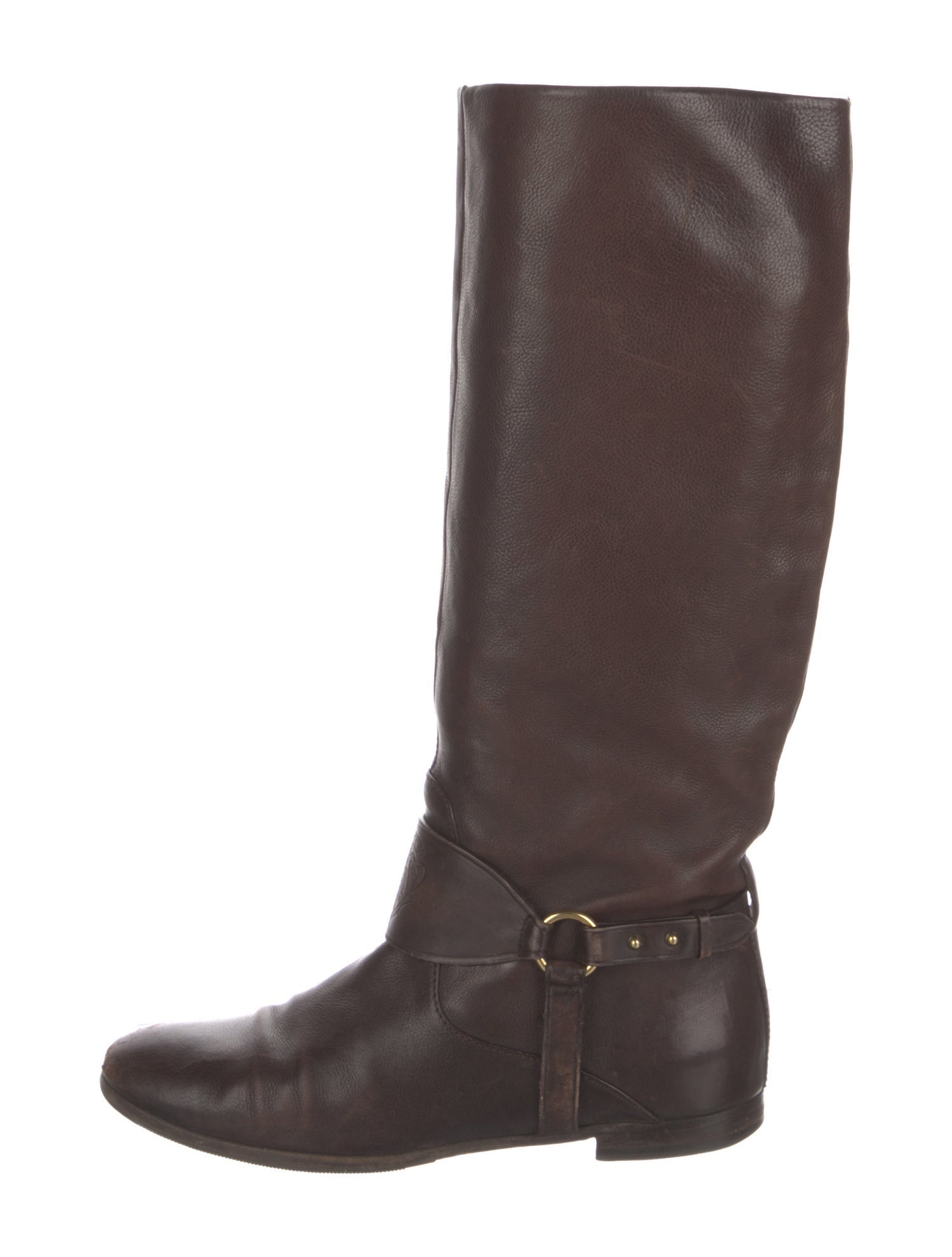 Gucci Interlocking G Logo Leather Riding Boots