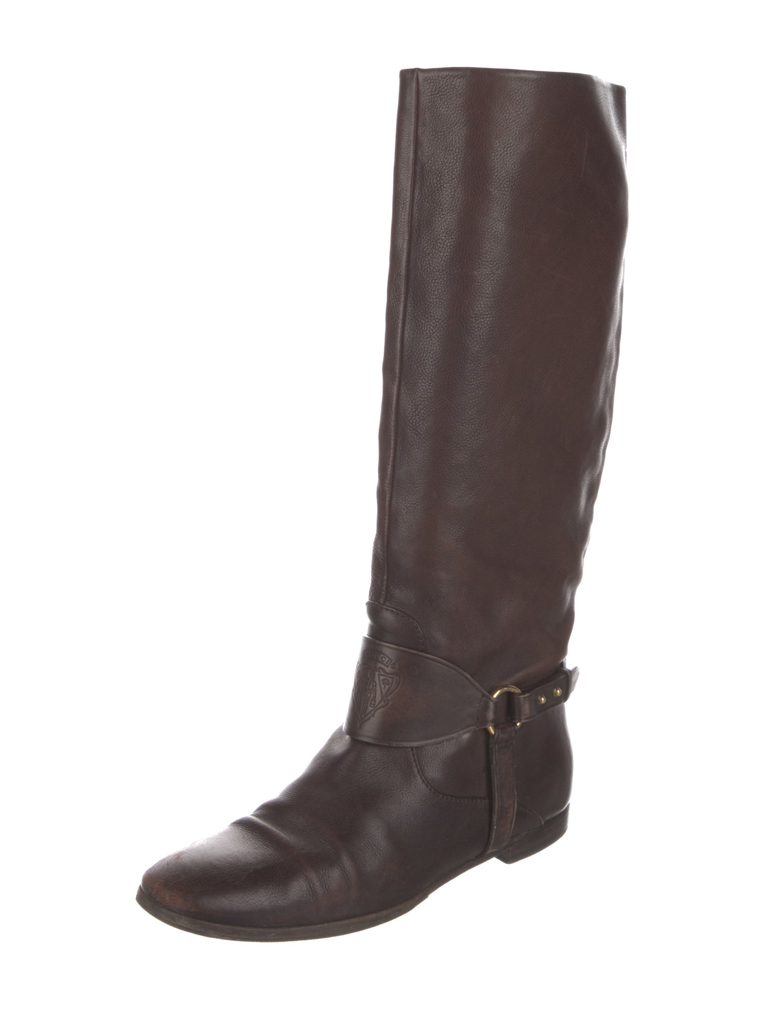 Gucci Interlocking G Logo Leather Riding Boots