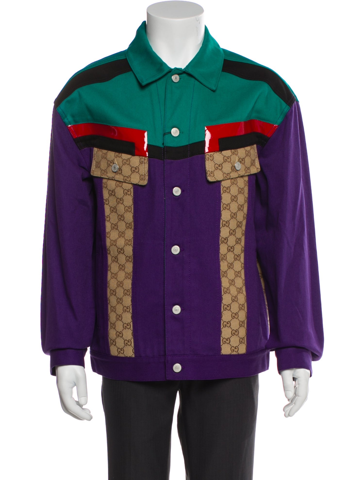 Gucci 2023 Colorblock Pattern Trucker Jacket w/ Tags